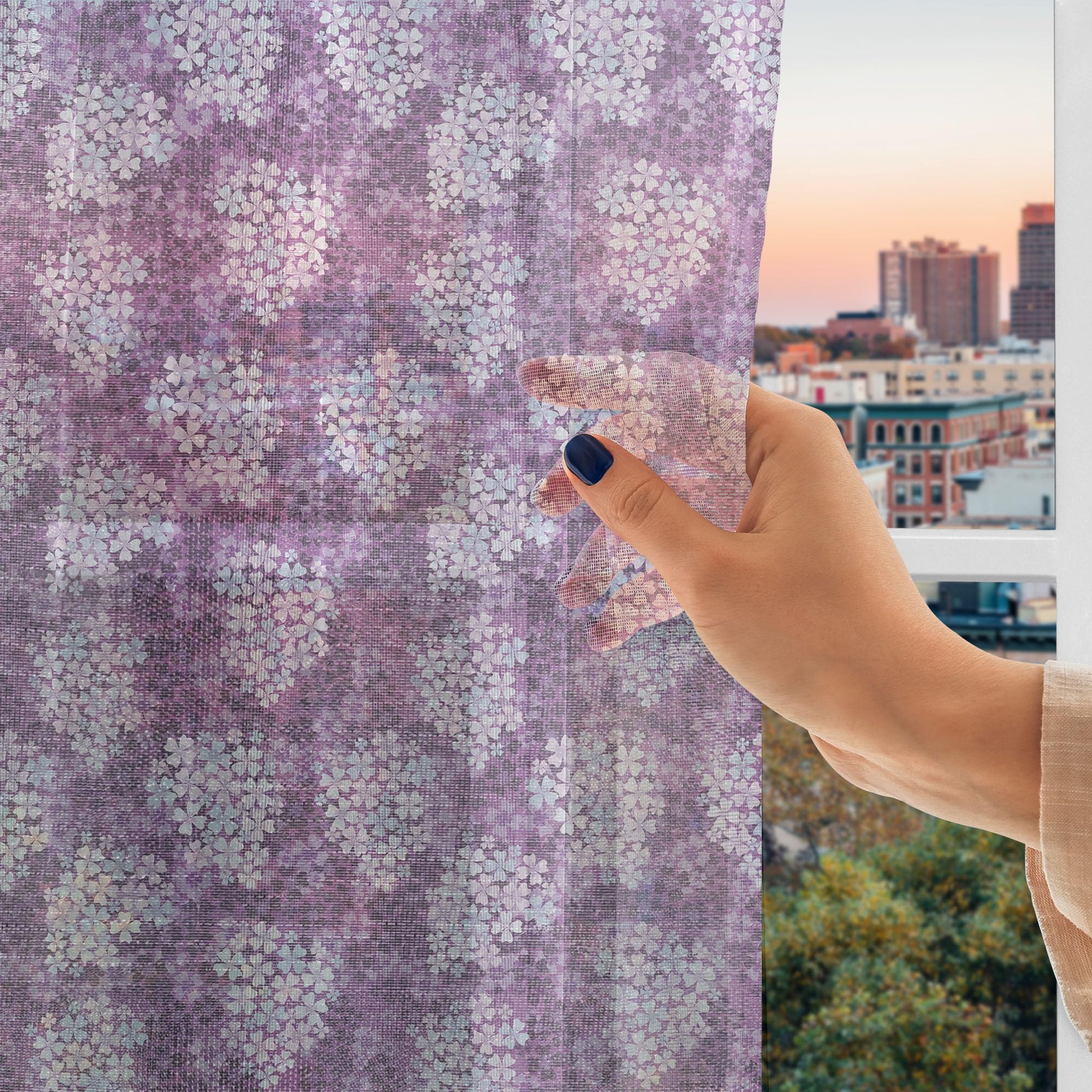 Ambesonne Floral Tulle Curtains with Rod Pocket - Lilac Hydrangea Garden Sheer Drapes for Living Room Bedroom (108x96 inches, Pale Blue Purple White) | Wedding Party Decor & Home Window Treatments