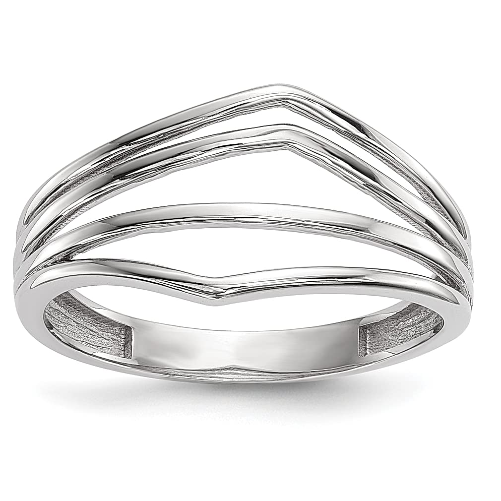 14K White Gold 4 Bar Stackable Ring for Women - Dainty Minimalist Jewelry Gift for Her - Perfect for Anniversary, Birthday & Everyday Elegance