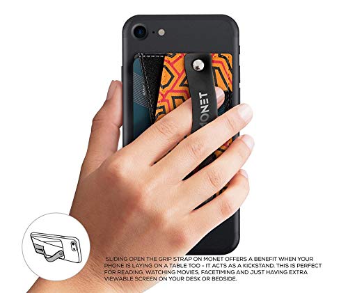 Monet Wallet Phone Grip with Kickstand - Giraffe Pattern Slim Card Holder & Phone Stand for iPhone Samsung - Perfect for Travel, Shopping, and Hands-Free Video Calls