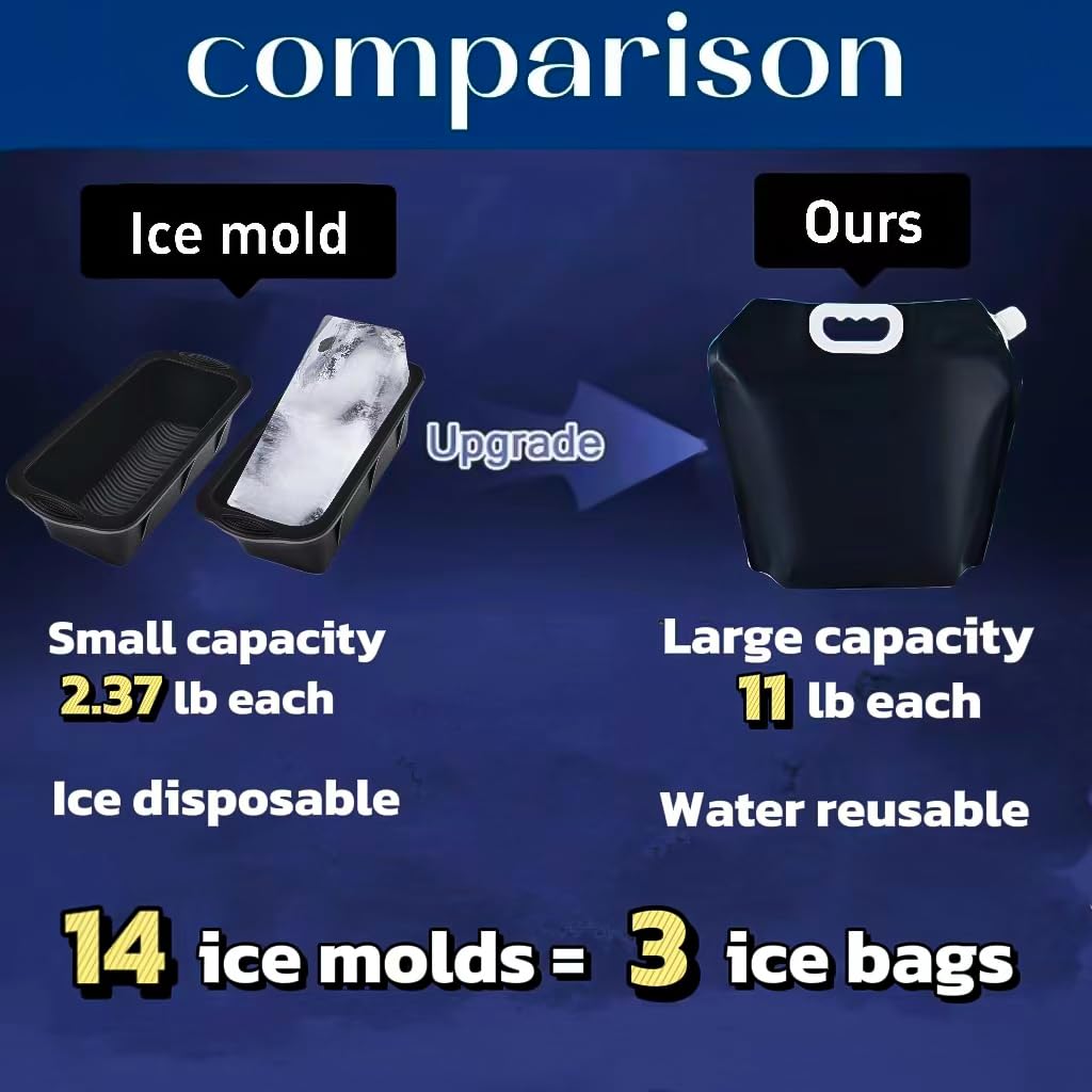 5L Black Reusable Ice Bath Bags - Portable Cold Plunge Tub Accessories for Home Therapy, Sports Recovery & Muscle Relaxation (3-Pack) - Perfect for Athletes, Gym Enthusiasts & Post-Workout Recovery
