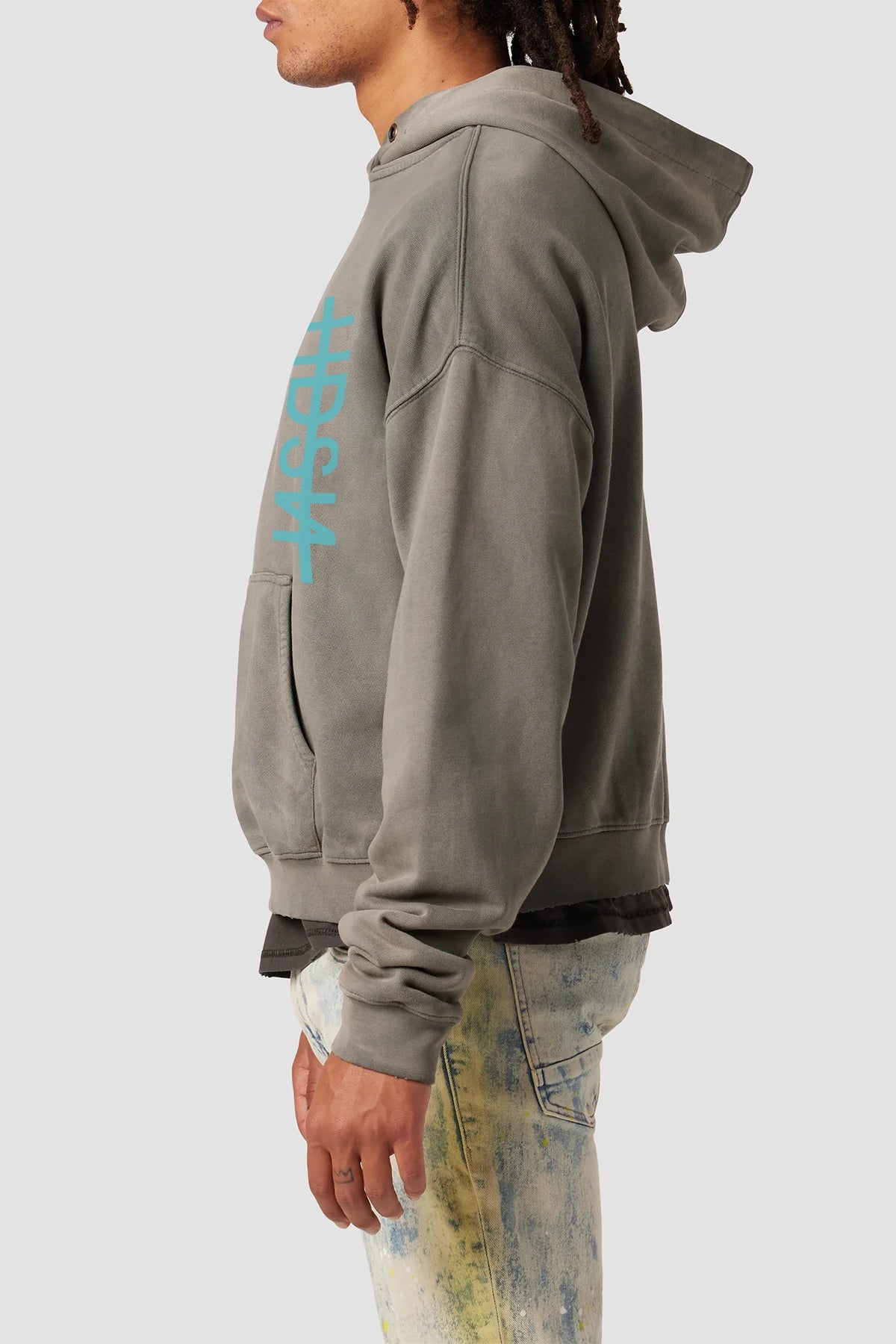 HUDSON Women's Denim Crop Hoodie - Storm Gray | Casual Streetwear Pullover for Fall & Winter | Perfect for Layering and Everyday Wear