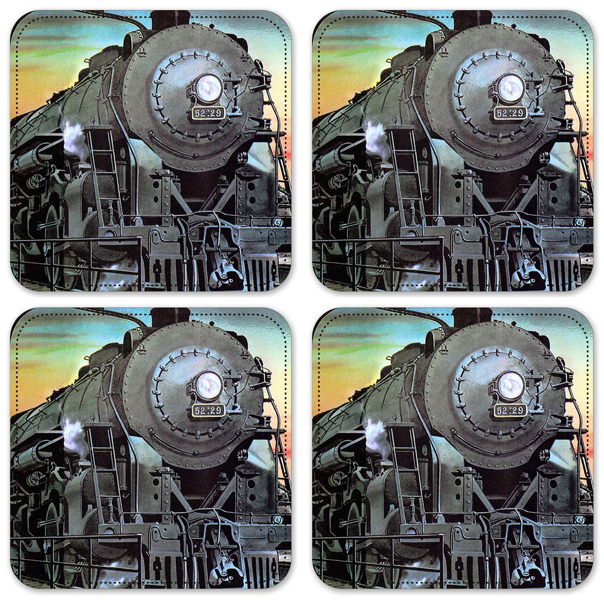 Dinosaur-Themed Vinyl Drink Coasters Set of 4 - Absorbent & Durable for Coffee Tables, Bars, and Home Decor