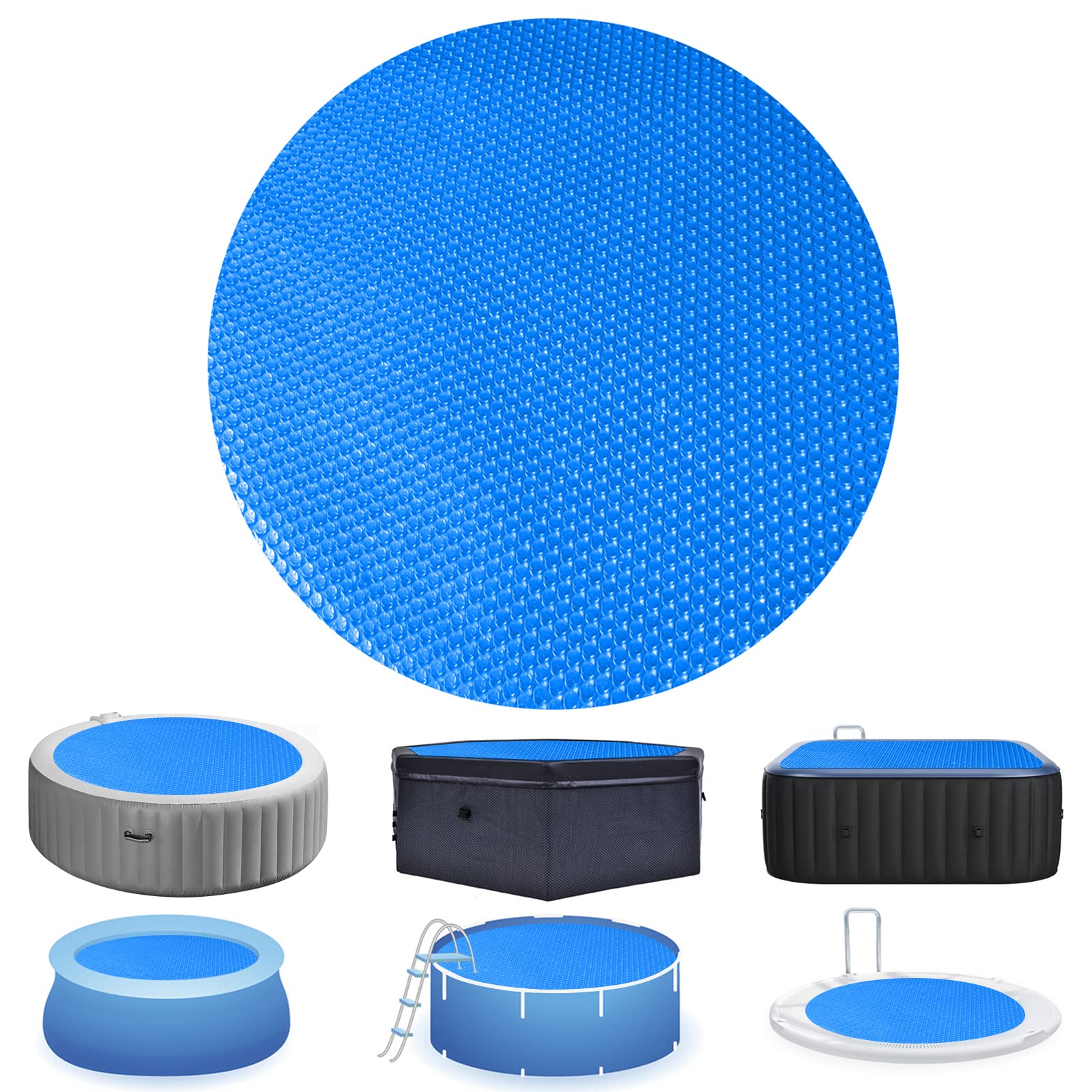 Evoio Heavy-Duty Solar Pool Cover Blanket - 15 ft Round Floating Thermal Blanket for Inground & Above Ground Swimming Pools & Hot Tubs | Bubble Insulation for Heat Retention & Energy Savings | Perfect for Backyard, Residential & Commercial Use