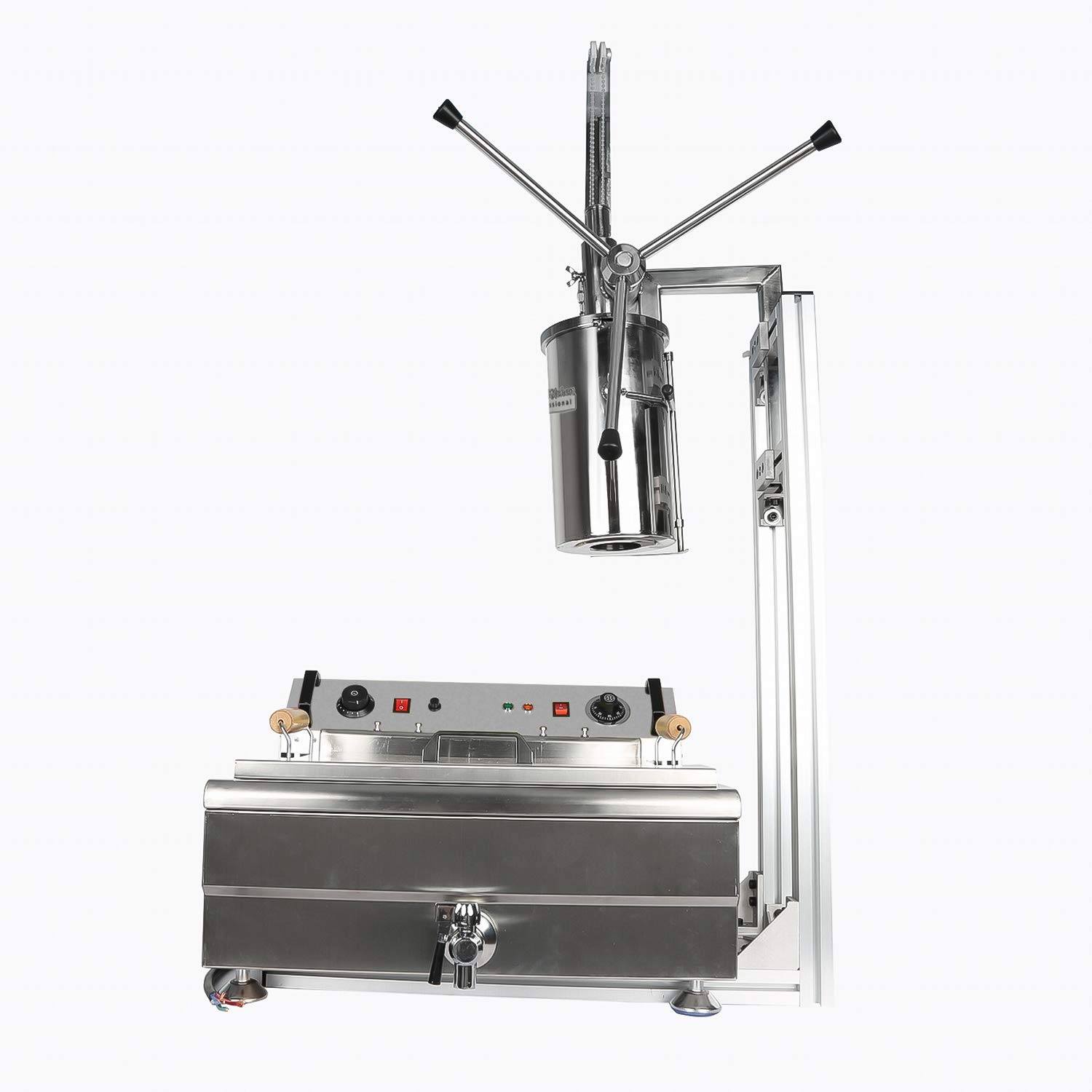 ALDKitchen 3-Hole Churro Maker Machine with L-Shape Stand | Manual Churro Press & Cutter | Stainless Steel Churro Maker Kit (Includes 30L Fryer) | Perfect for Home Baking, Party Snacks & Street Food Business