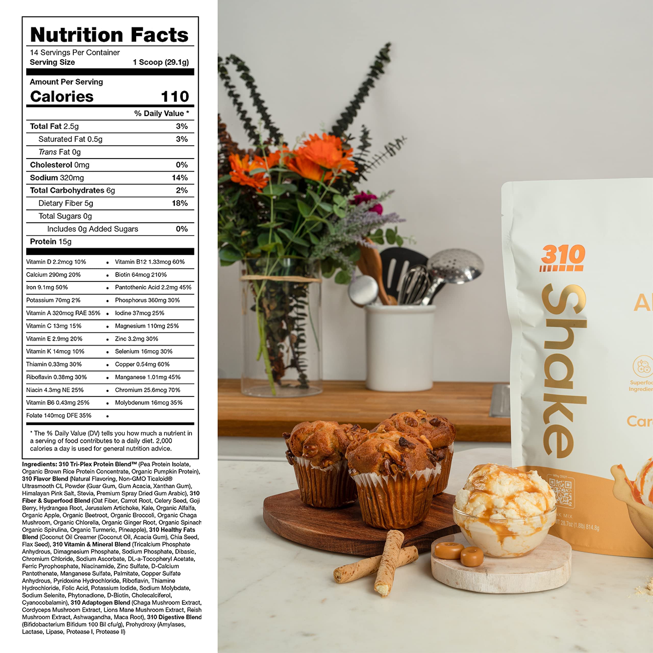 310 Nutrition All-In-One Meal Replacement Shake - Vegan Superfood Blend with Fiber, 26 Vitamins & Natural Sweeteners - Low Carb, Keto, Paleo & Gluten Free - Perfect for Weight Loss, Busy Lifestyles & On-the-Go Nutrition