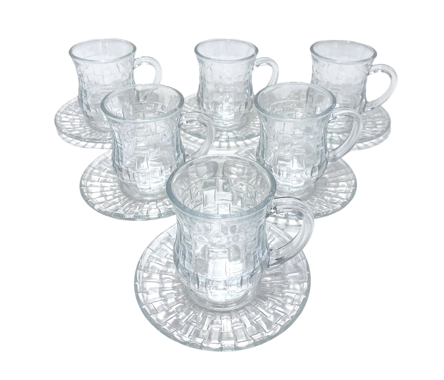 6-Piece Glass Tea Cup and Saucer Set - Elegant & Durable for Hot & Iced Tea - Perfect for Afternoon Tea, Gifts, and Home Decor
