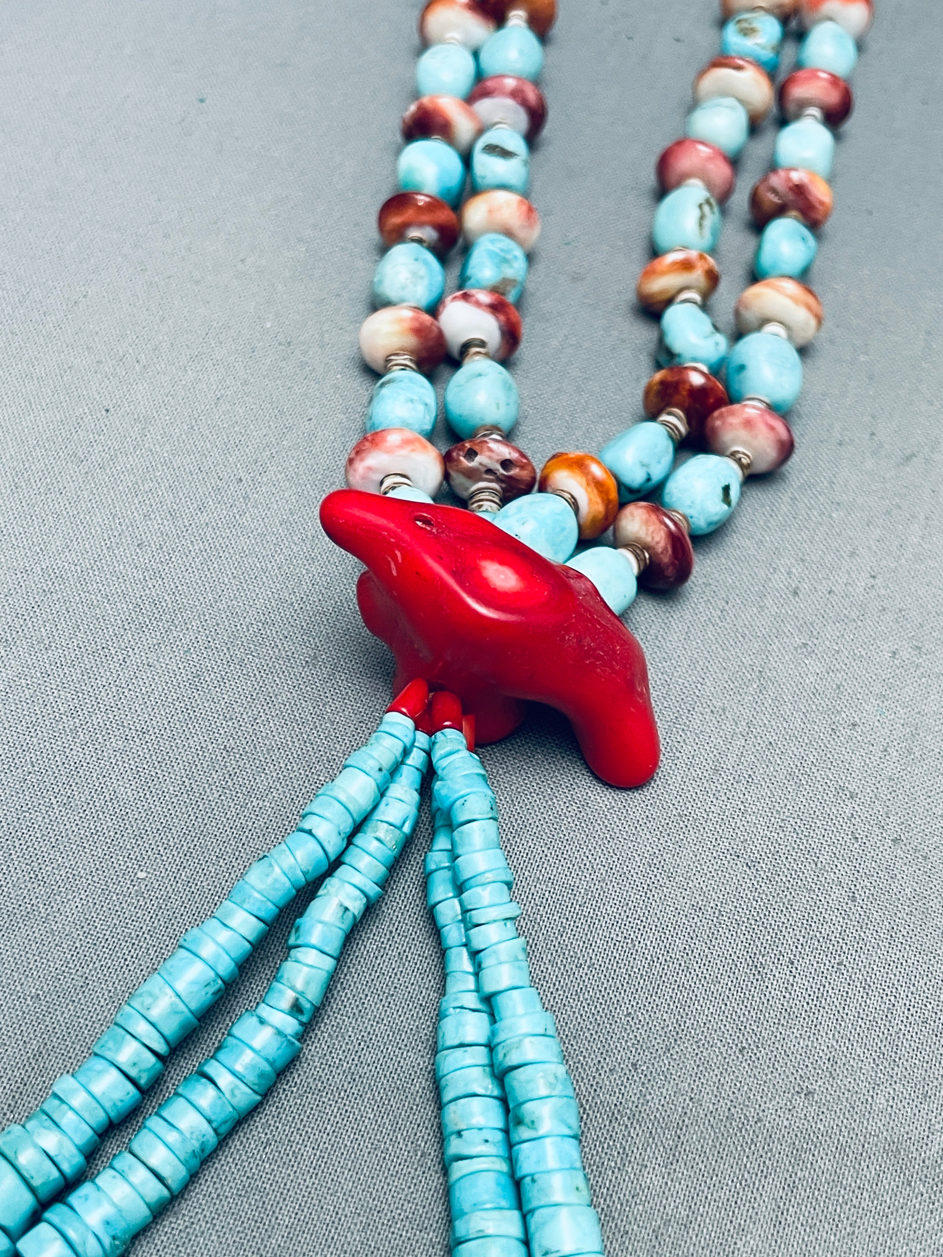 143 Grams Vintage Santo Domingo Turquoise Shell Jacla Necklace