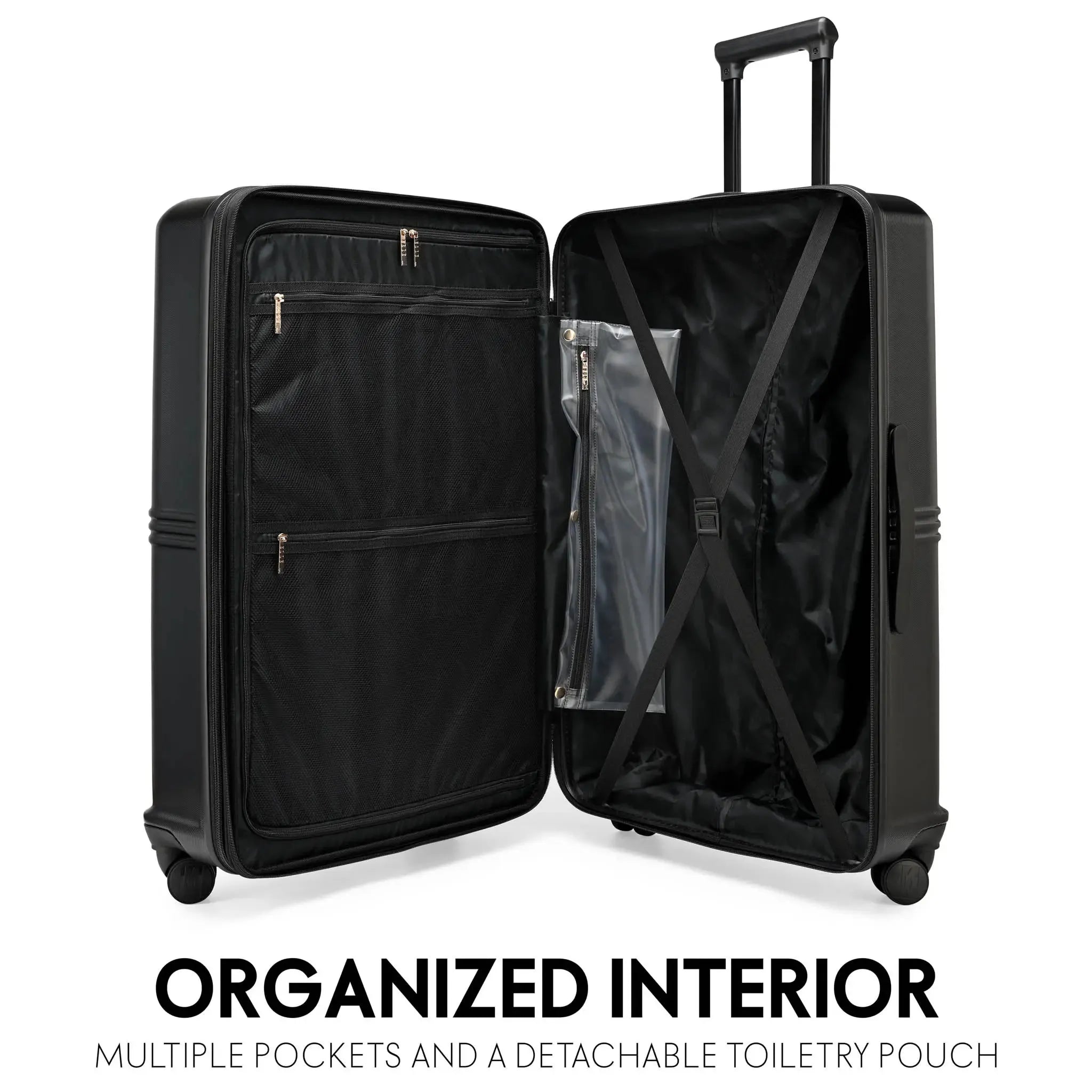 3-Piece Expandable Polycarbonate Luggage Set - Lightweight Durable Suitcase for Travel, Business & Vacation - TSA Lock & 360° Spinner Wheels (Black) | Perfect for International Flights, Family Trips & Business Travel