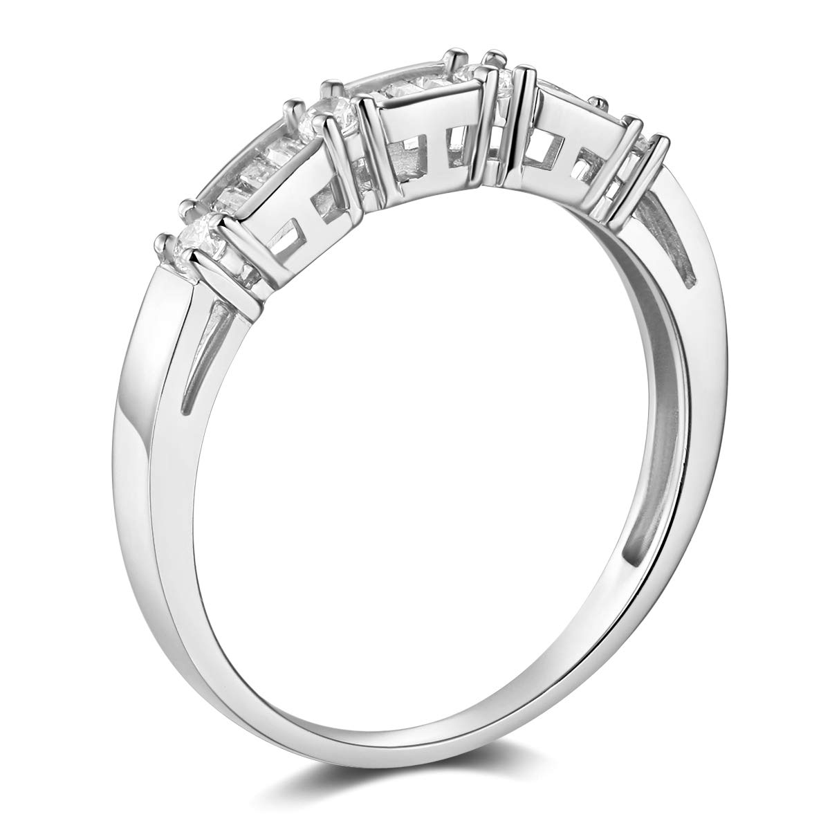 14K White Gold SOLID Wedding Engagement Ring and Wedding Band 2-Piece Set – Size 4.5 – Perfect for Proposals, Anniversaries, and Bridal Jewelry Gifts