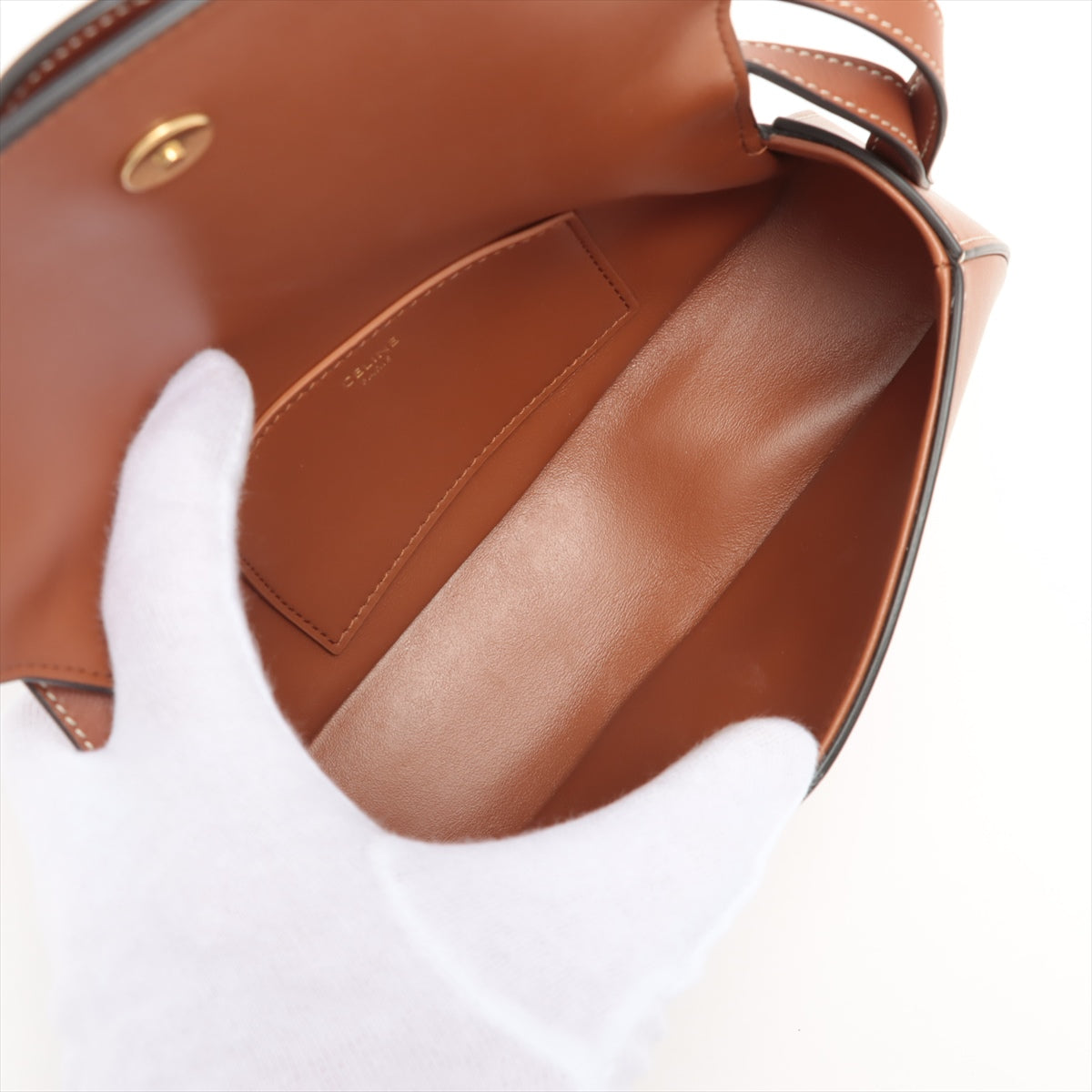 Celine Tabou Brown/Tan Leather Clutch with Strap - Stylish Crossbody Bag for Women, Perfect for Evening Parties & Date Nights