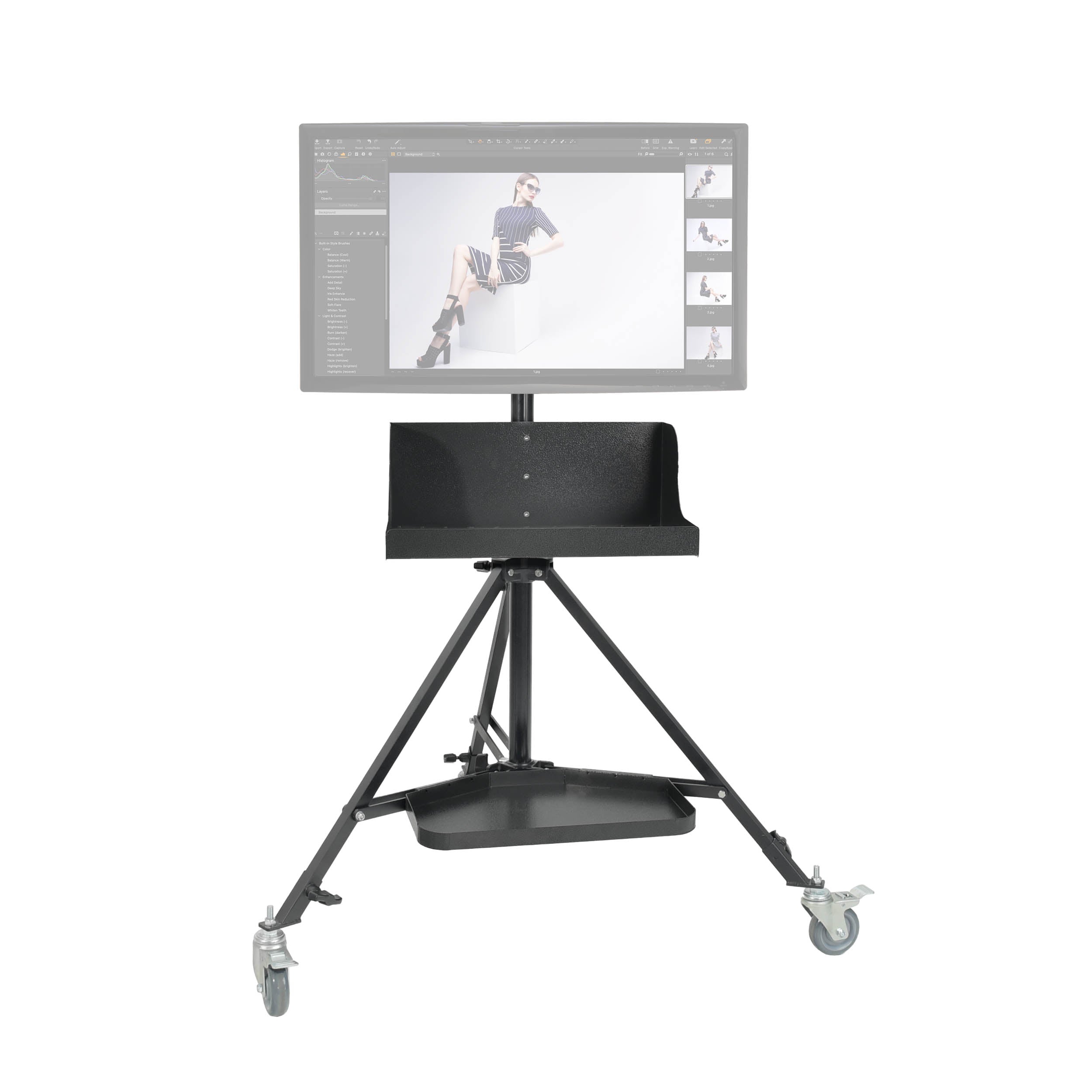 Multifunctional Professional Wheeled Workstation Stand - Adjustable Mobile Office Cart with Locking Wheels for Home Office, Workshop & Industrial Use