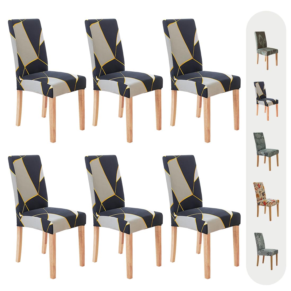 Stretch Dining Chair Covers 6 Pack - Washable Spandex Kitchen Parsons Chair Slipcovers for Home & Party (Blue) | Perfect for Dining Room, Kitchen, Wedding & Event Decor