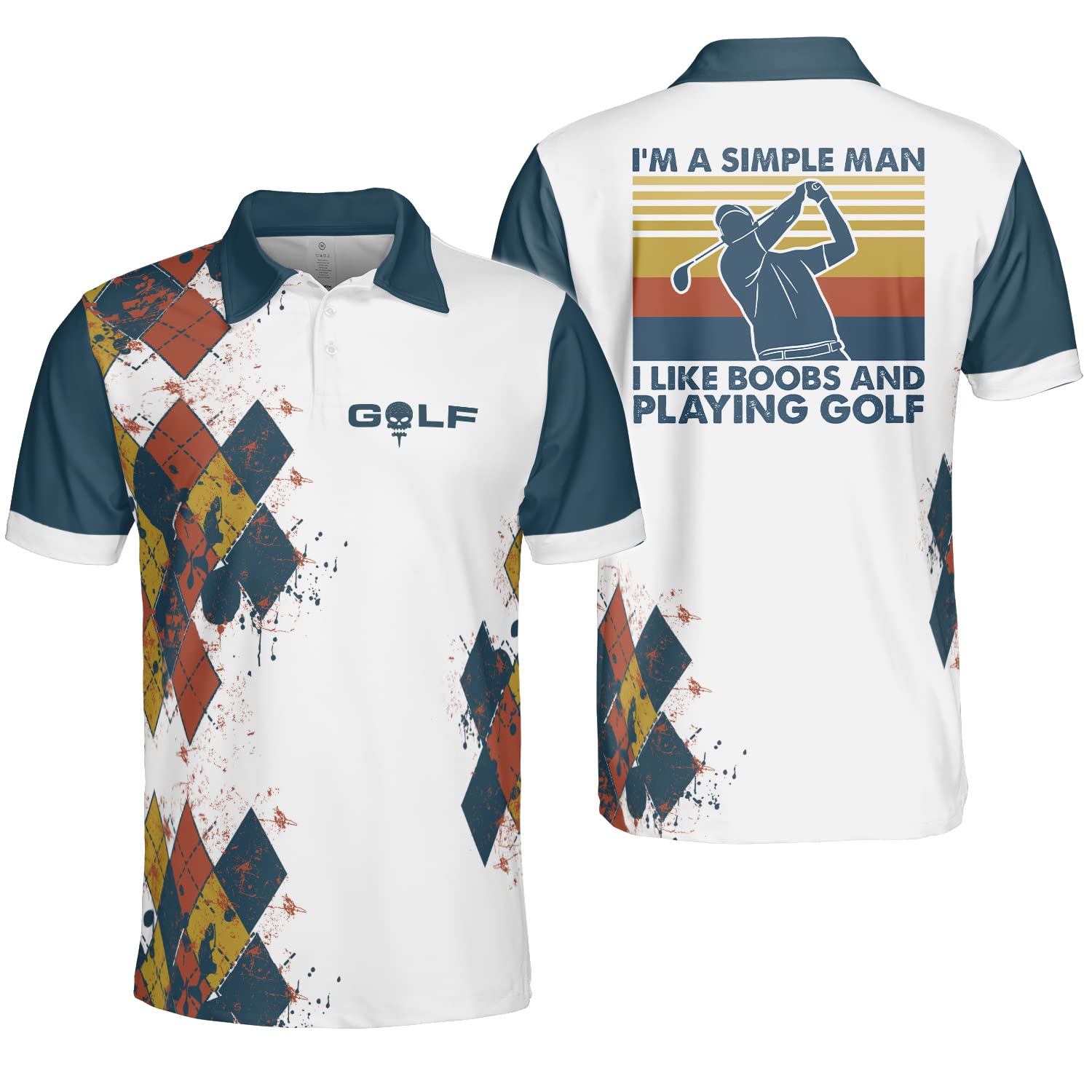 Funny Golf Polo Shirts for Men - Classic Pattern, Wild Gifts, Dry Fit & Breathable - Perfect for Golf Tournaments, Casual Wear & Outdoor Activities