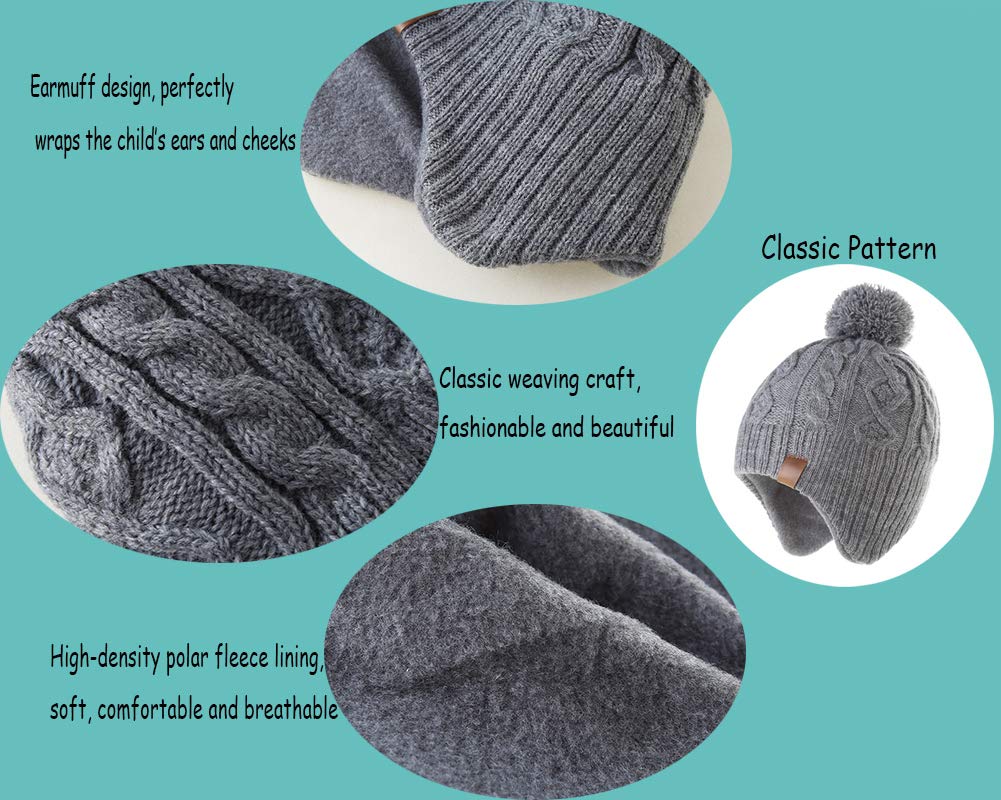 Moon Kitty Baby Boys Winter Fleece Beanie Hat - Soft Warm Toddler Hats for Cold Weather - Perfect for Outdoor Play, Snow Days & Winter Adventures