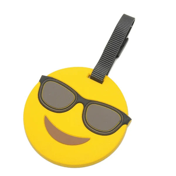 Voltage Valet Emoji Luggage Tag with Glasses - Fun & Durable Travel Accessory for Suitcases, Backpacks & Carry-On Bags (Model EM112 GL) - Perfect for Airports, Vacations & Kids' Luggage Identification