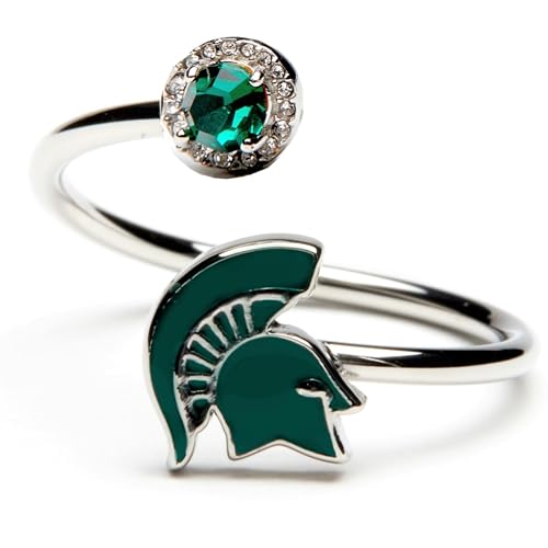 A - Michigan State Ring Spartan Helmet with Crystals
