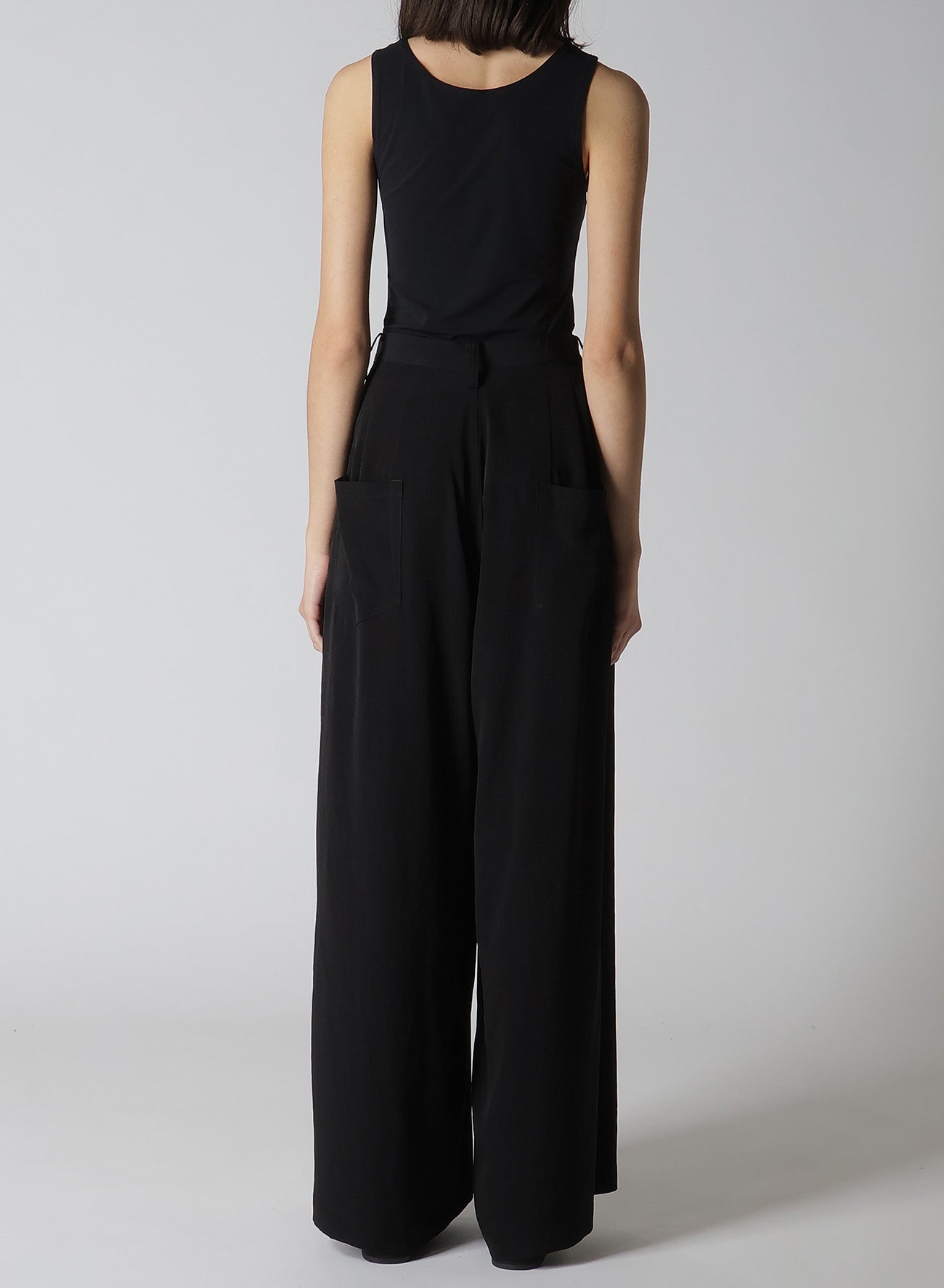 Elegant Crepe de Chine Double Tucked Wide Leg Pants for Women - Comfortable & Stylish Office Wear & Casual Outfits