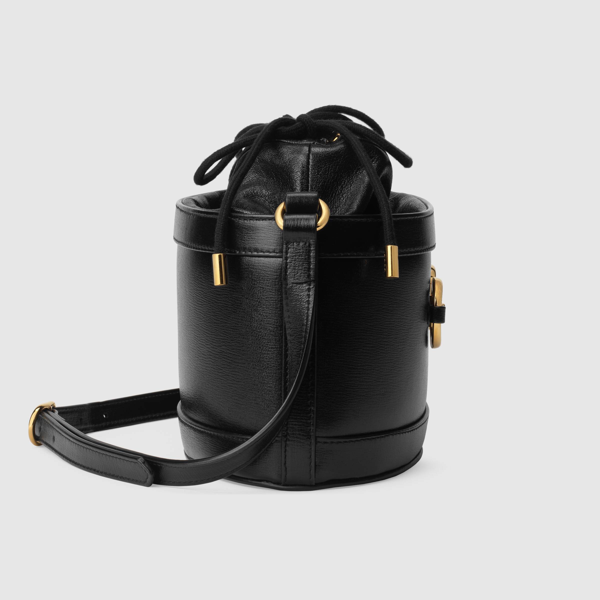 Gucci 1955 Horsebit Bucket Bag Black Leather Shoulder Bag for Women | Luxury Designer Handbag for Everyday Use, Work & Travel