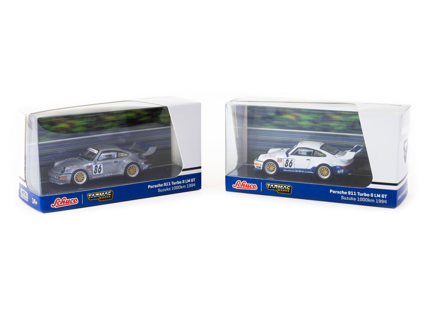 1/64 Scale Schuco X Tarmac Works Porsche 911 Turbo S LM GT - Suzuka 1000km 1994 #86 Diecast Model Car - COLLAB64 Series - Perfect for Collectors & Racing Enthusiasts Display