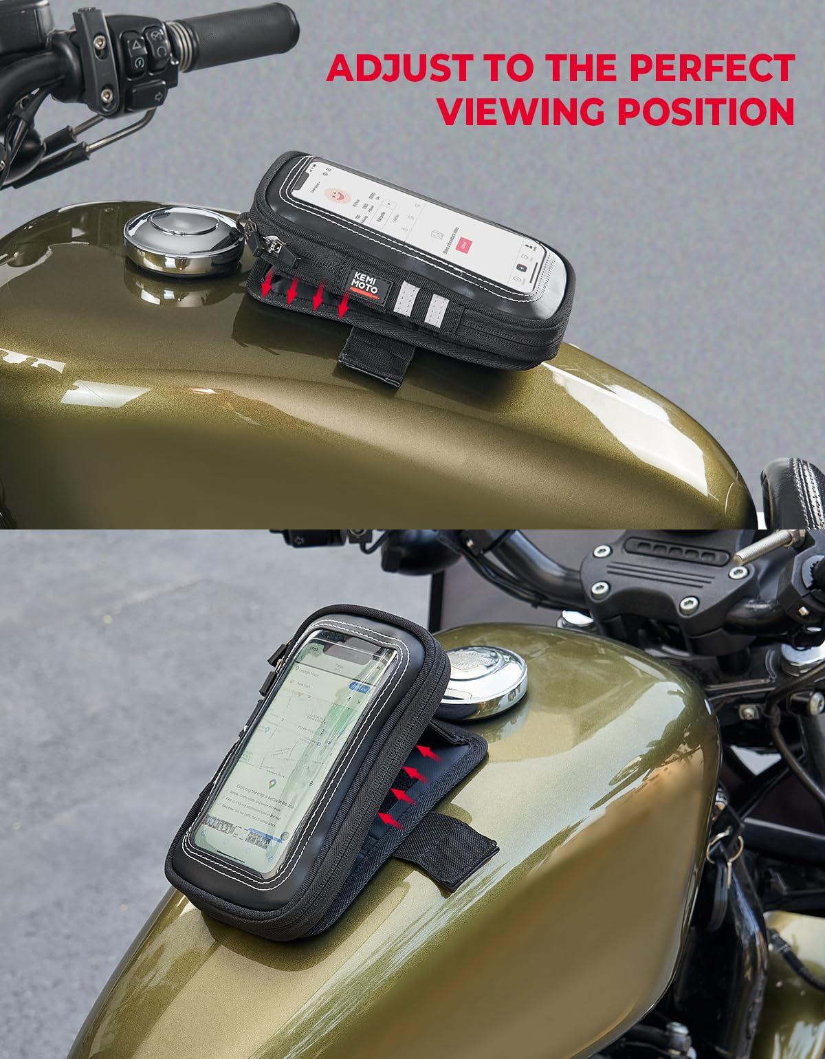 KEMIMOTO Universal Motorcycle Phone Holder - Waterproof Magnetic Tank Bag Case for Phones up to 6.5