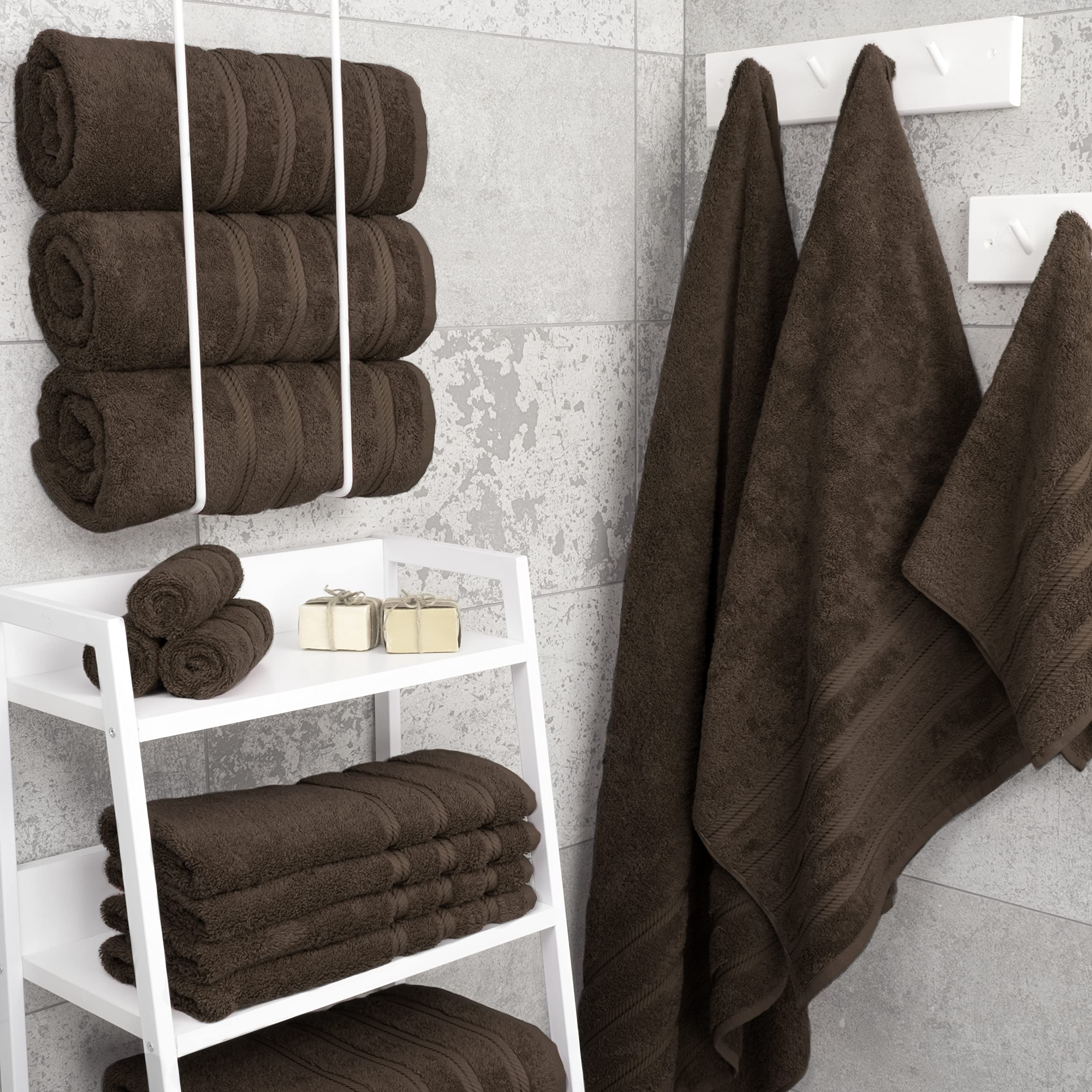 Premium 6-Piece Soft Linen Towel Set with 4 Bath & 4 Hand Towels - Ultra Absorbent Luxury Bathroom Towels for Spa, Hotel & Home Use