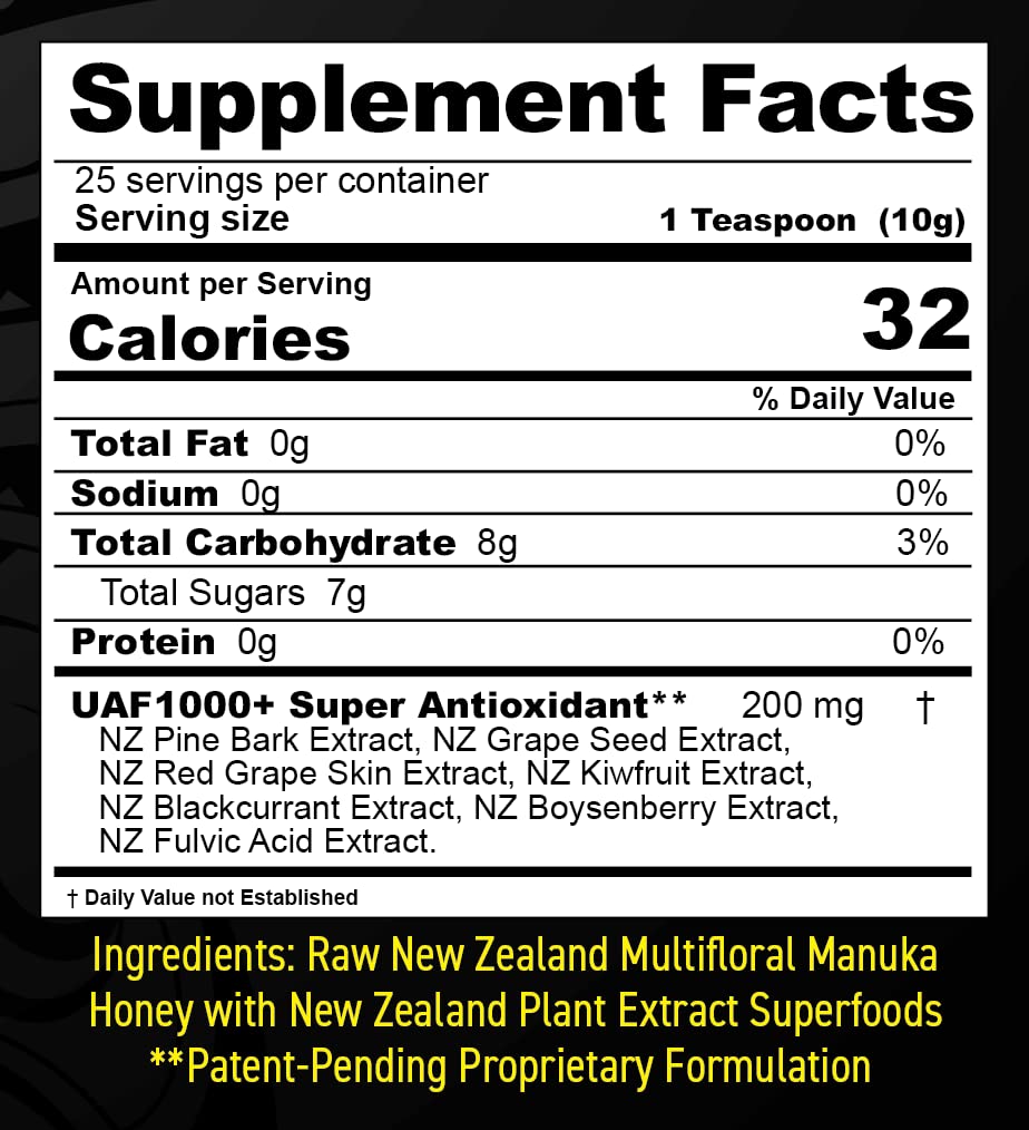 Premium Raw Multifloral Manuka Honey UAF1000+ from New Zealand - 35.2oz (1000g) Super Antioxidant, Probiotic-Rich Superfood for Immune Support & Digestive Health - Perfect for Tea, Smoothies, Baking & Daily Wellness (4 Jars)