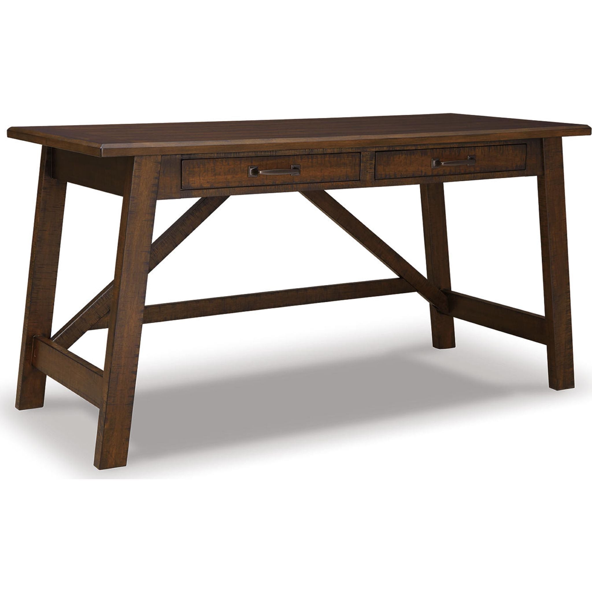 Baldridge Desk in Rustic Brown - Solid Wood Home Office Desk for Study & Work - Perfect for Home Office, Study Room & Workspace