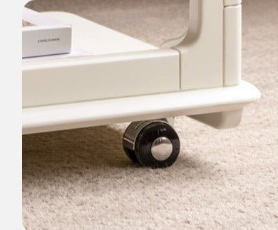 Birch Solid Wood Mobile Side Table - Lightweight Rolling End Table for Living Room, Bedroom, or Office - Perfect for Small Spaces and Easy Mobility