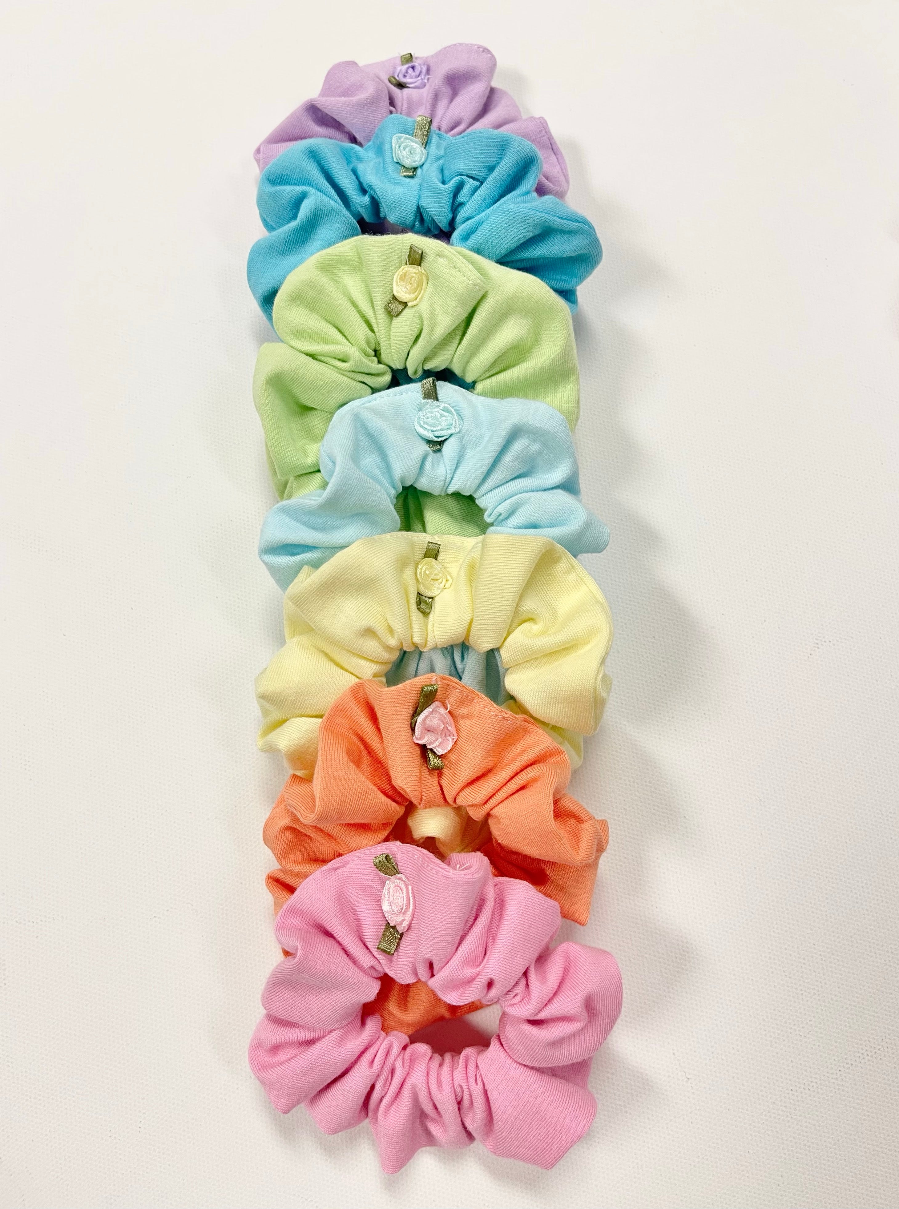 Rainbow Scrunchies for Women & Girls - Soft Elastic Hair Ties for Ponytails, Braids & Buns - 12 Pack Assorted Colors (Great for School, Work, Gym & Everyday Use)