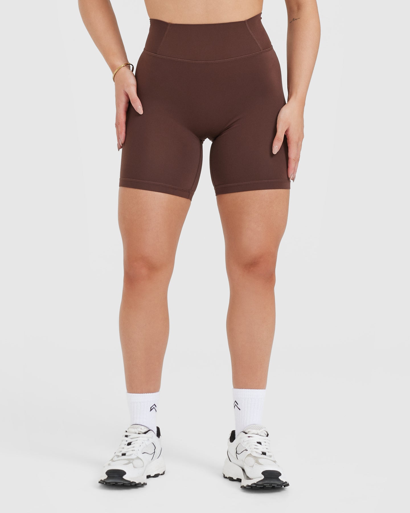 Timeless High Waisted Shorts for Women - 6 Inch Inseam, Comfortable Stretch Denim in Espresso Brown | Perfect for Summer Outfits, Casual Wear & Beach Vacations