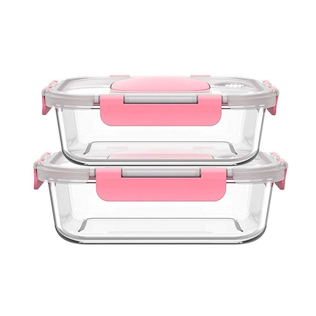 FMOGE Vacuum Food Storage Containers Set - 2 Superior Glass Lunch Boxes for Kids & Adults | Airtight Bento Box for Meal Prep, Leftovers & Fresh Food | Perfect for Office, School & Picnics