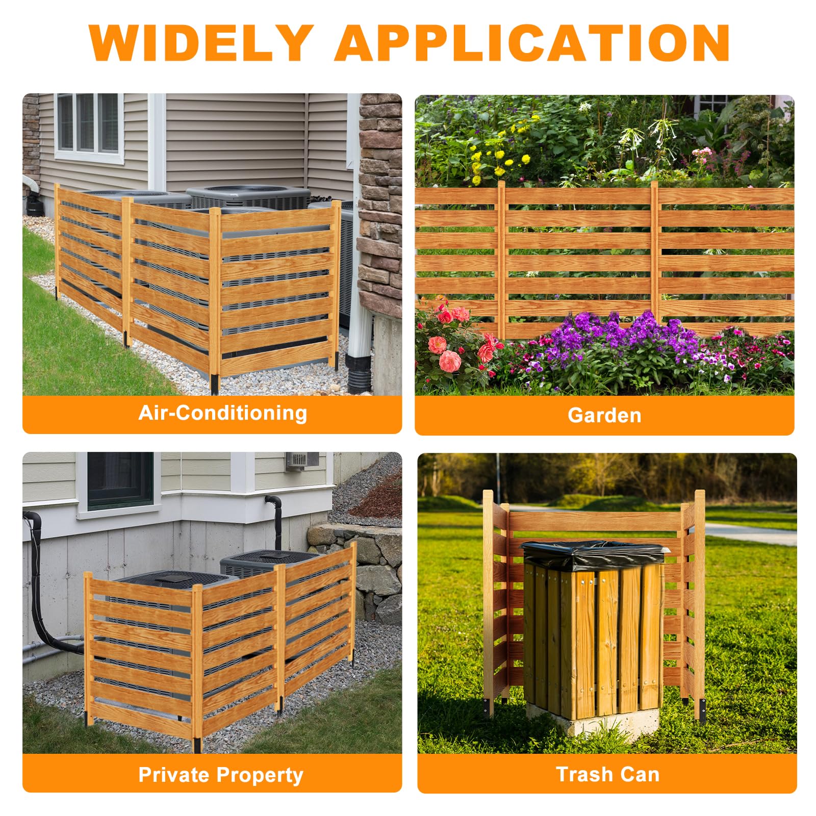3-Panel Wooden Air Conditioner Fence Privacy Screen - 48