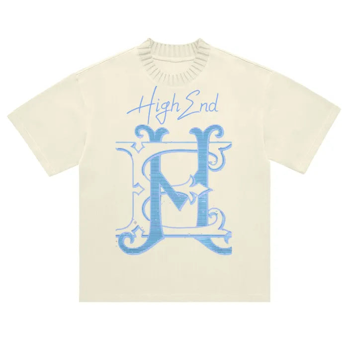 Premium Heavyweight Knitted Round Neck T-Shirt for Men - 305 GSM High-End Brand Label - Casual Wear, Street Style & Everyday Comfort