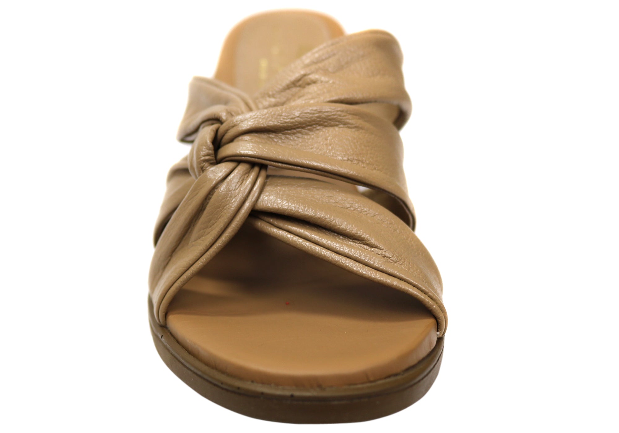 Opananken Women's Comfortable Leather Mid Heel Slide Sandals - Stylish & Supportive for Work, Travel & Casual Wear