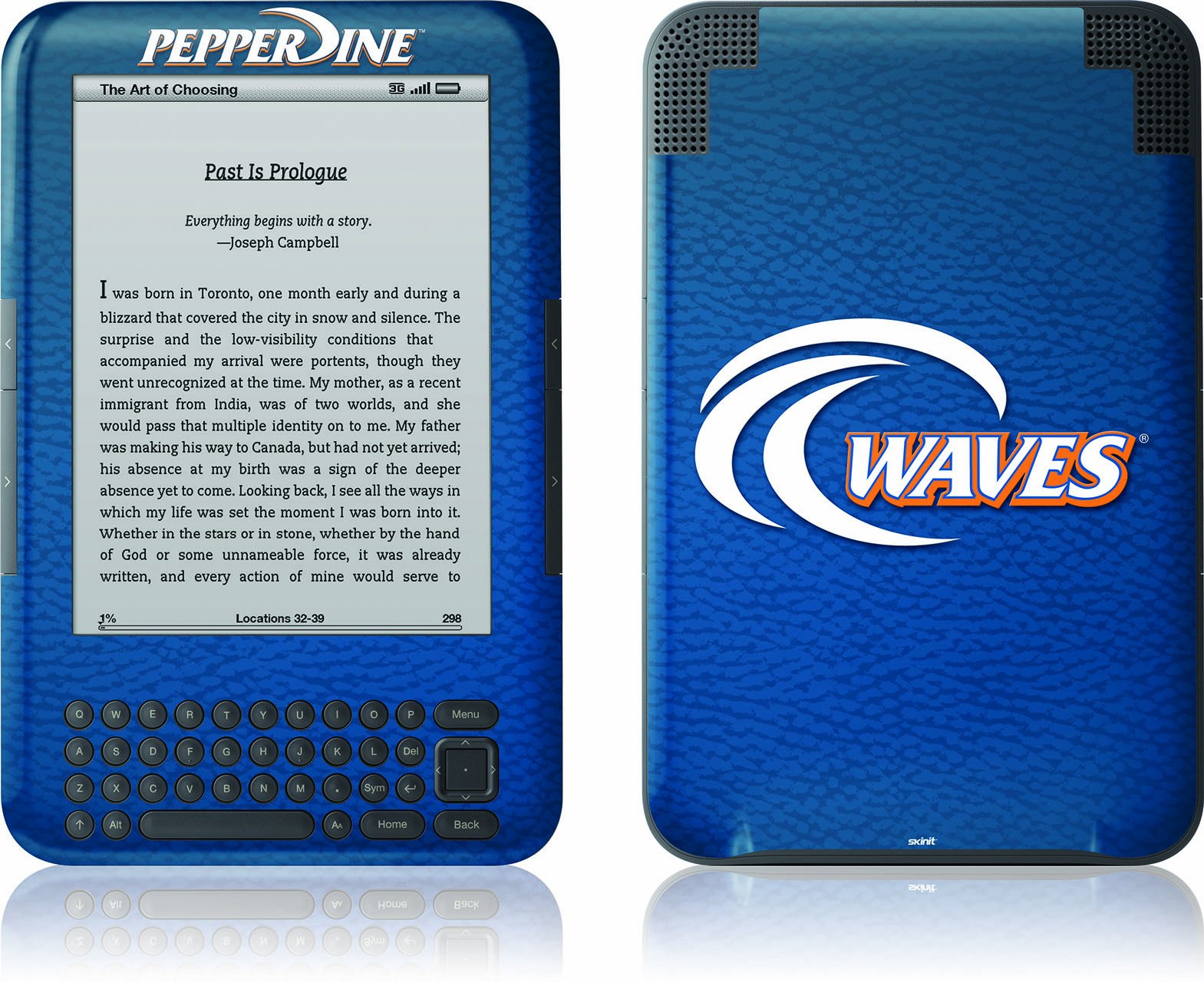 Skinit Custom Skin for Kindle Keyboard - Pepperdine University Design | Protective Cover for E-Reader | Perfect for School, Travel & Reading