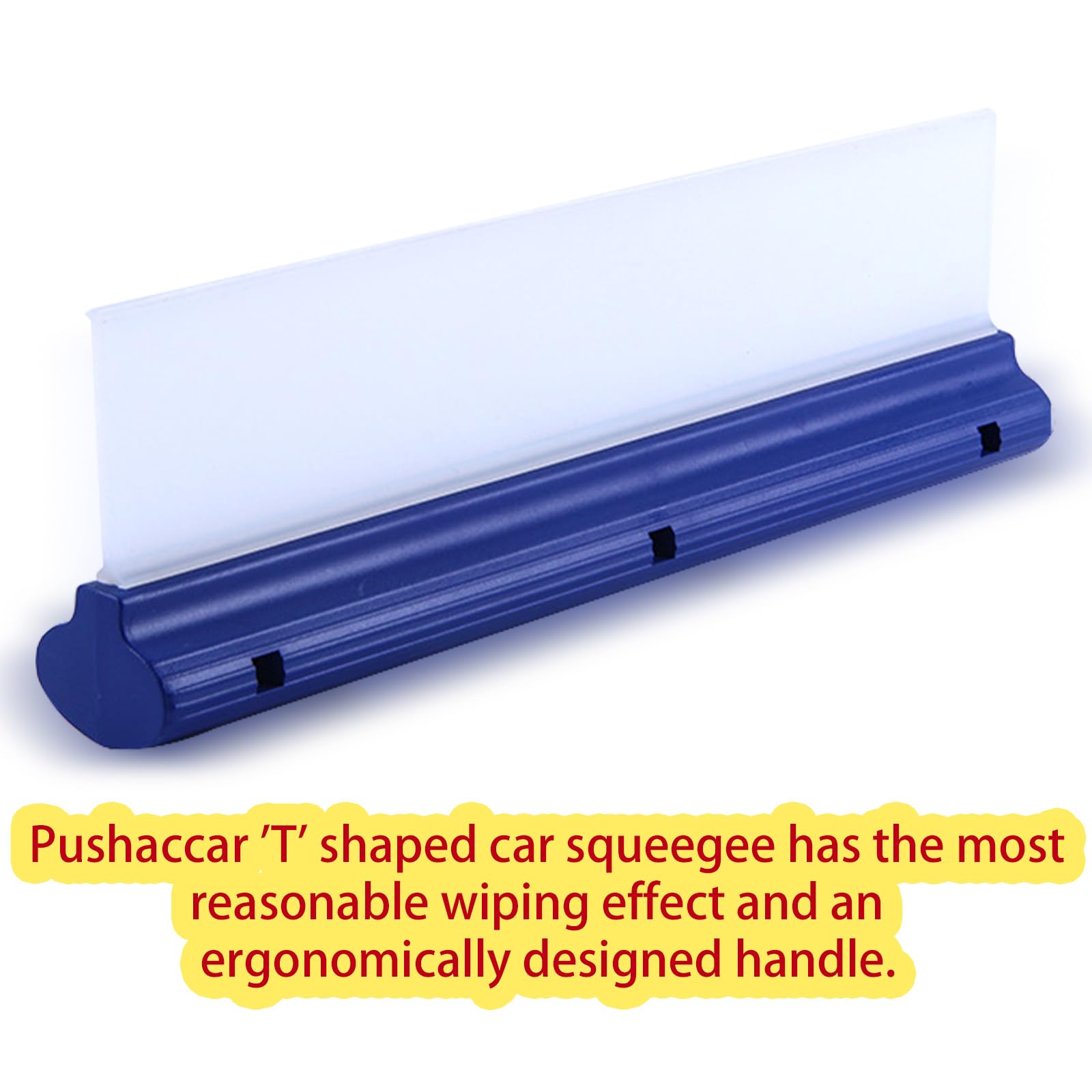 12 Inch Blue Silicone T-Bar Car Squeegee - Professional Flexible Auto Water Blade for Windshield, Glass & Mirror Cleaning | Quick Drying One Pass Design | Perfect for Car Wash, Home Windows & Shower Glass