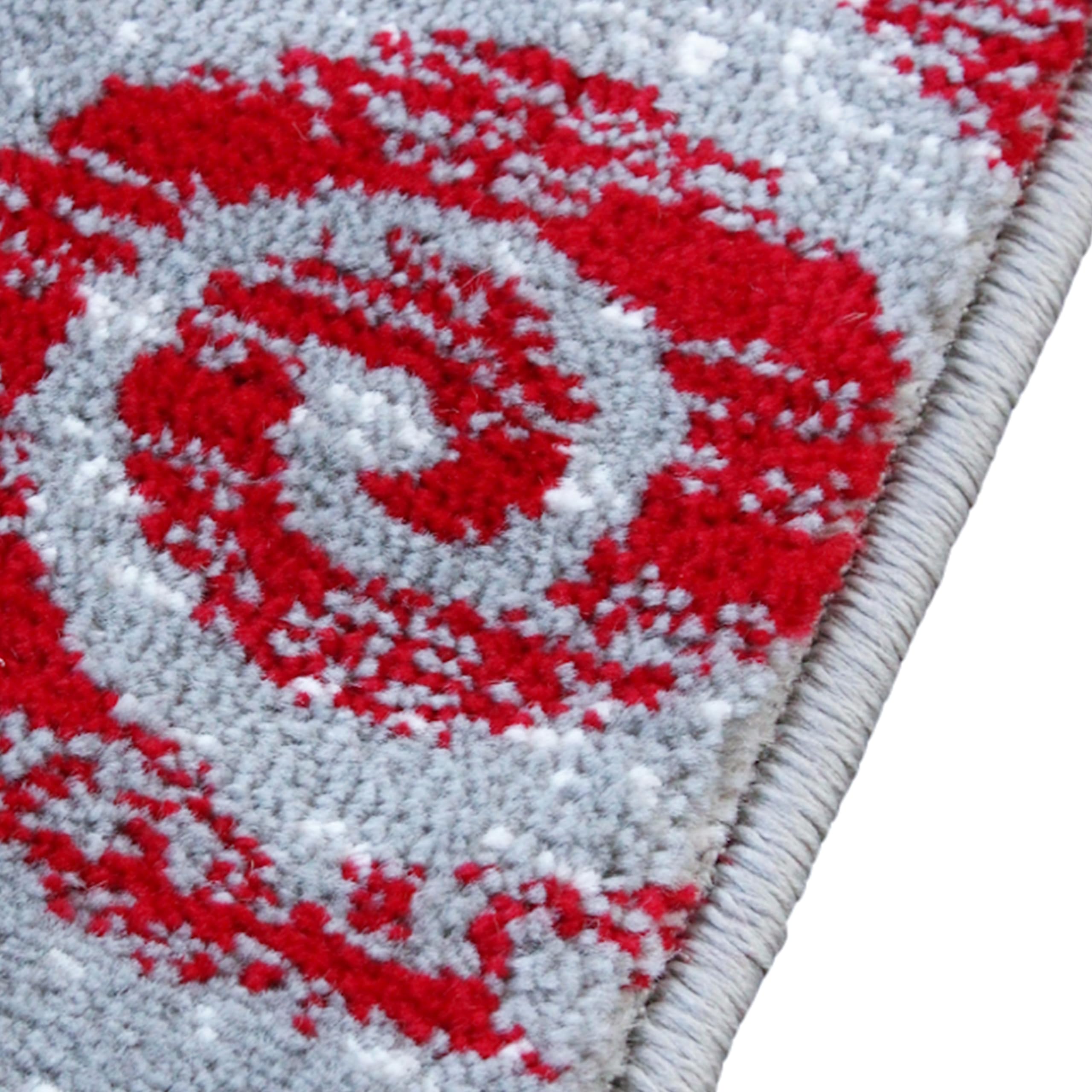 EMMA + OLIVER Olefin Accent Rug - Red Scraped Look Swirl Pattern 2x11 - Plush Pile Facing - Easy to Clean - Jute Backing - Moisture & Stain Resistant - Perfect for Living Room, Bedroom & Entryway Decor