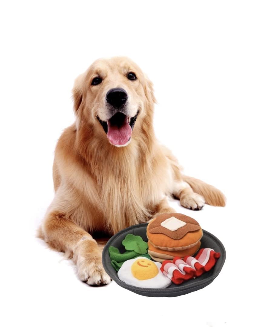 Interactive Puzzle Dog Toy with Squeaker - Food Parody Plush Toy for Medium Dogs & Puppies | Fun Brain Teaser for Mealtime Play & Training