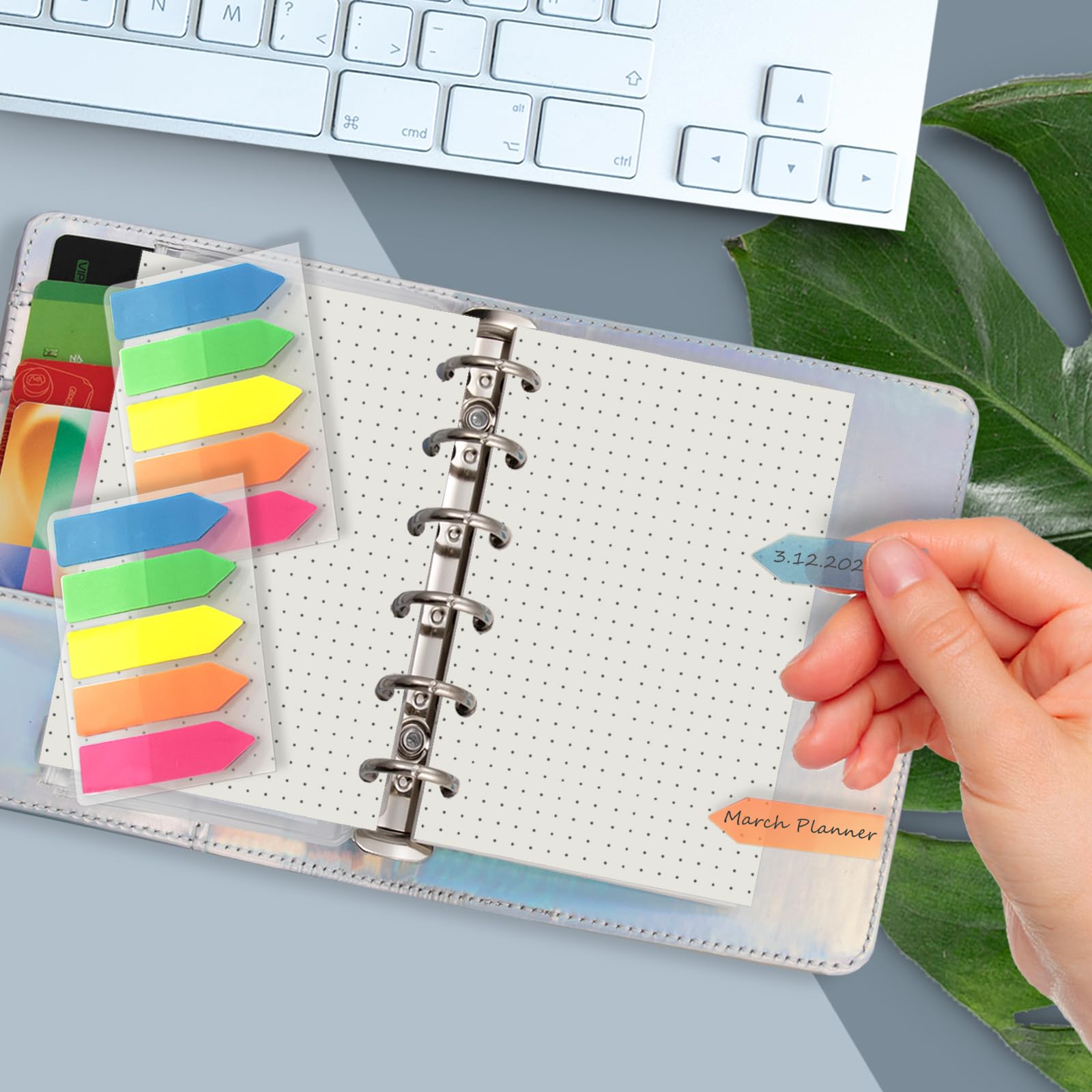 Harphia A7 6-Hole Binder Refill Set - 90 Sheets Dotted Loose Leaf Paper with Stickers & Dividers | Planner Inserts with Pockets for A7 6-Ring Refillable Notebook | Perfect for Bullet Journaling, Note Taking & Organization