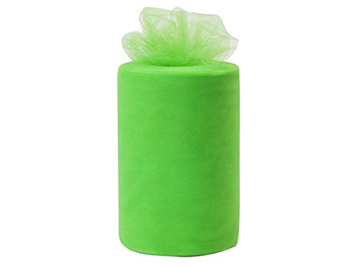 Premium Apple Green Tulle Ribbon Roll - 6 Inches x 100 Yards Bulk Spool for Wedding Decorations, Gift Wrapping, Party Favors & Holiday Crafts | Perfect for DIY Bows, Centerpieces, and Event Decor
