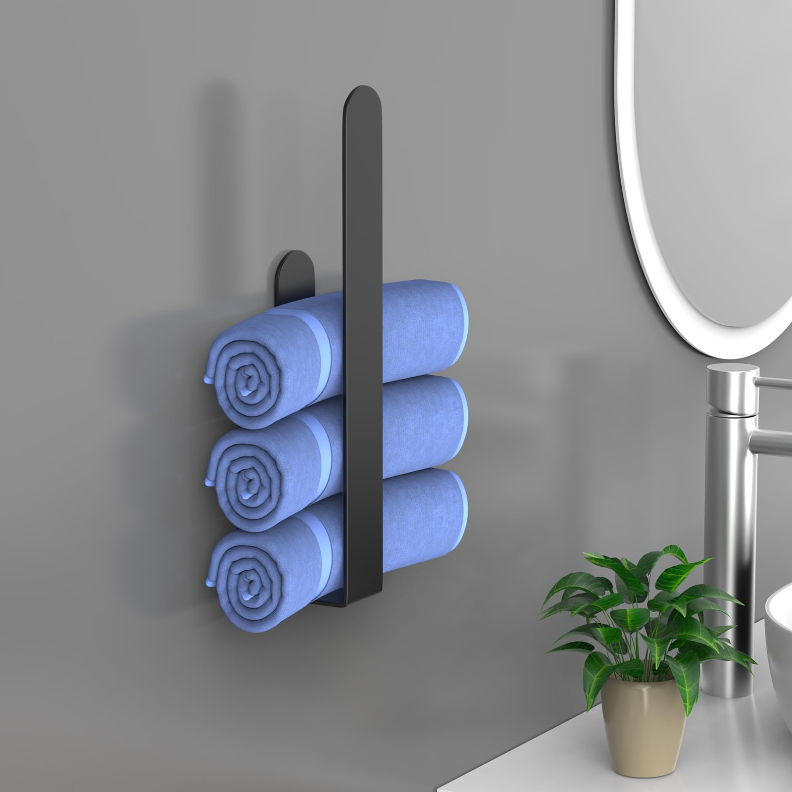 HUFEEOH Self-Adhesive Hand Towel Holder - Sturdy Bathroom & Kitchen Towel Hanger, No Drill Wall Mount Towel Bar for Cabinets (Perfect for Small Spaces, RVs, Dorms)