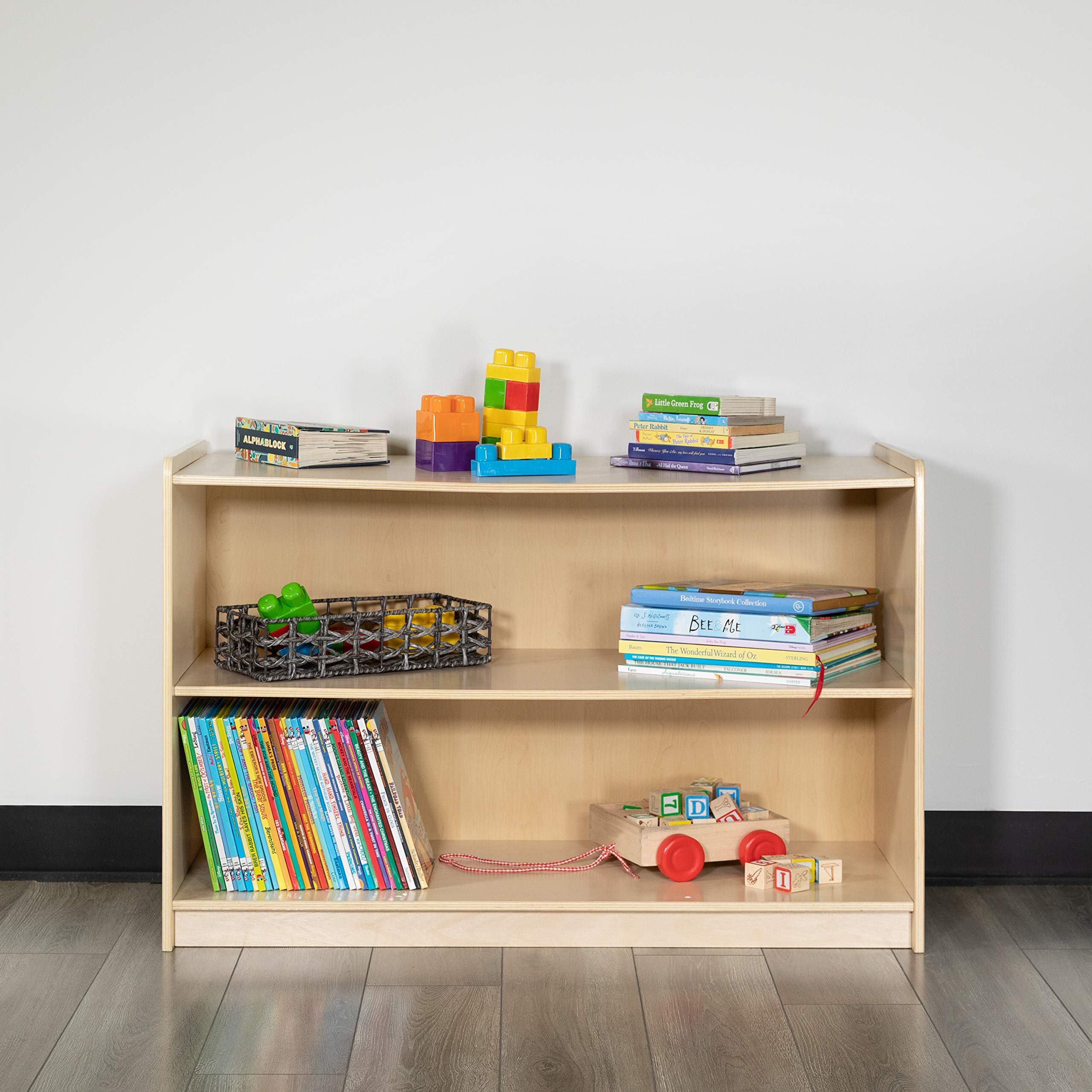 EMMA + OLIVER Wooden 2-Section School & Classroom Storage Cabinet - Organizer for Books, Supplies, Toys | Perfect for Teachers, Homeschooling & Office Organization