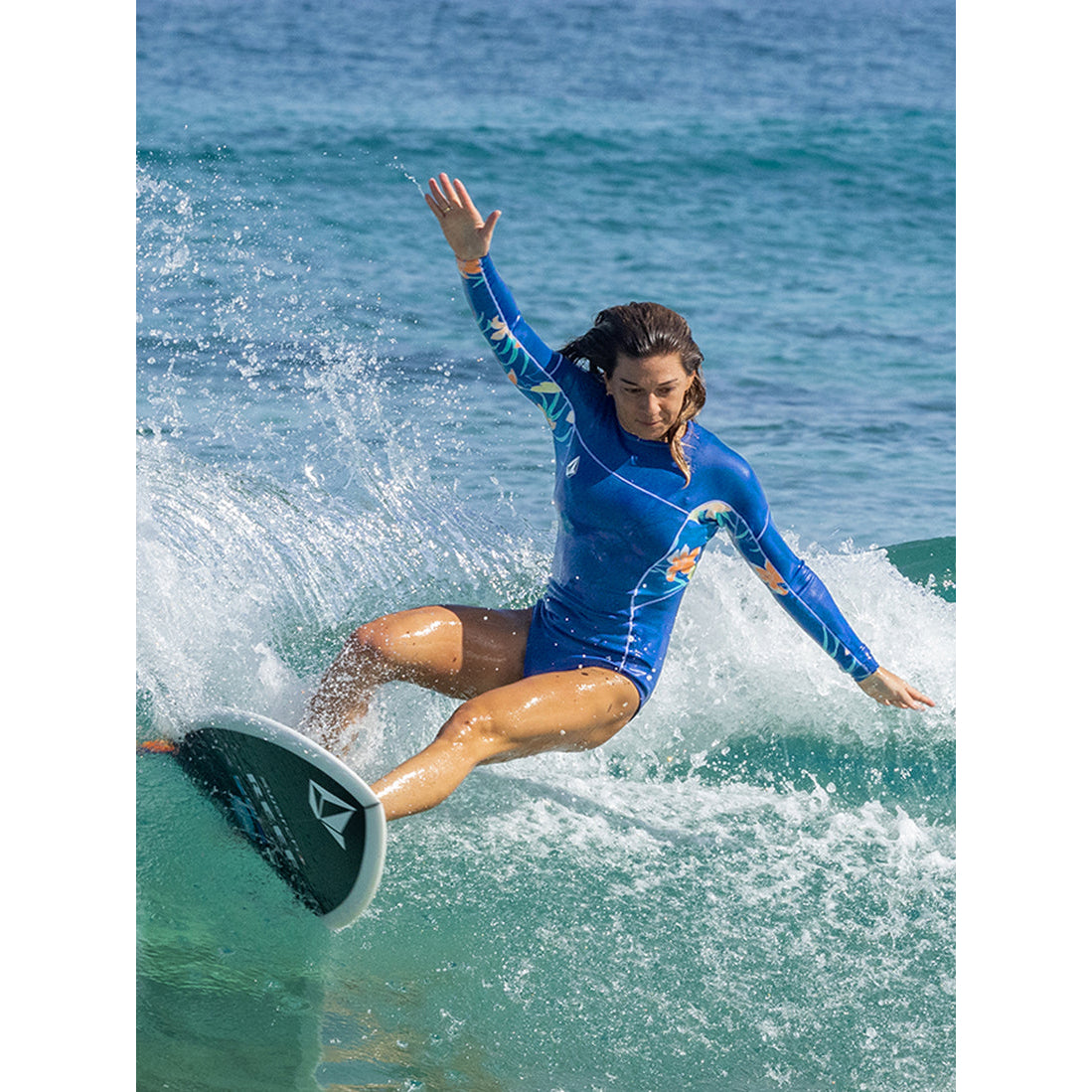1mm Women's Modulator Long Sleeve Back Zip Wetsuit Springsuit - Navy Blue - Perfect for Surfing, Diving & Water Sports