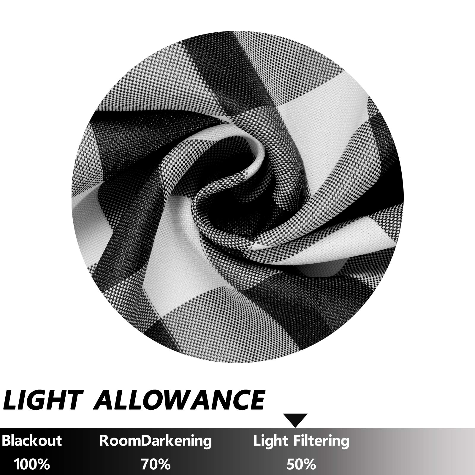 French Door Curtains Buffalo Plaid - 26 x 68 Inch Black & White Farmhouse Sidelight Window Panels for Patio & Front Door with Sticky Strap & Tie-Up Shades | Perfect for Glass Doors, Living Room, and Rustic Home Decor