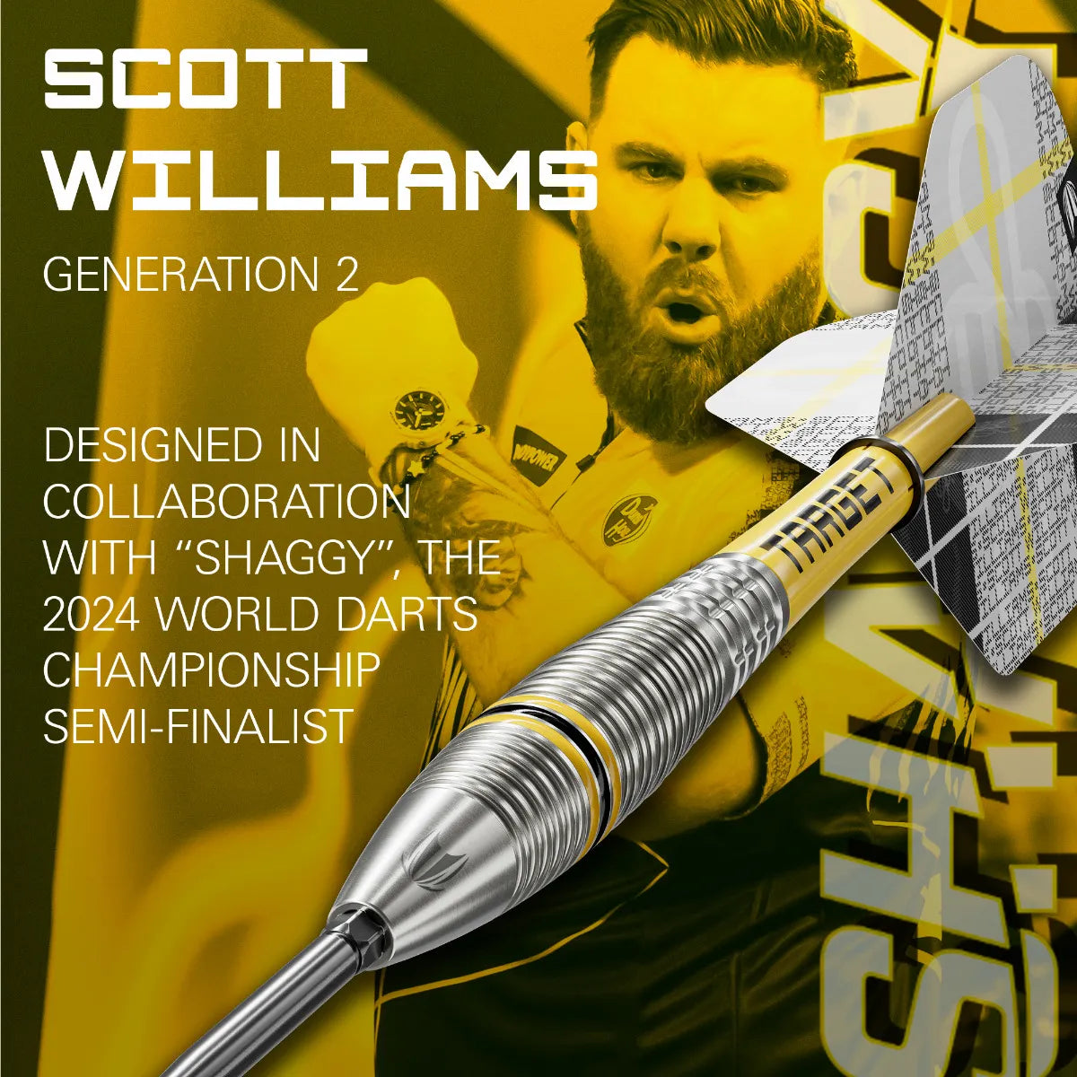 Scott Williams G2 SP Steel Tip Darts - 90% Tungsten Professional Darts (25g) for Precision Dart Games & Tournaments | Perfect for Bars, Home Practice & Competitive Play