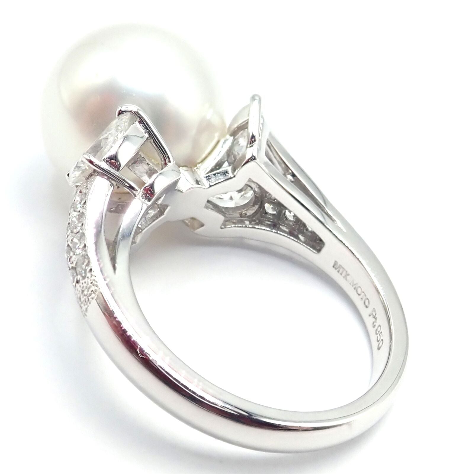 Authentic Mikimoto Platinum Diamond 12.5mm South Sea Pearl Ring - Luxury Jewelry for Weddings, Anniversaries & Special Occasions