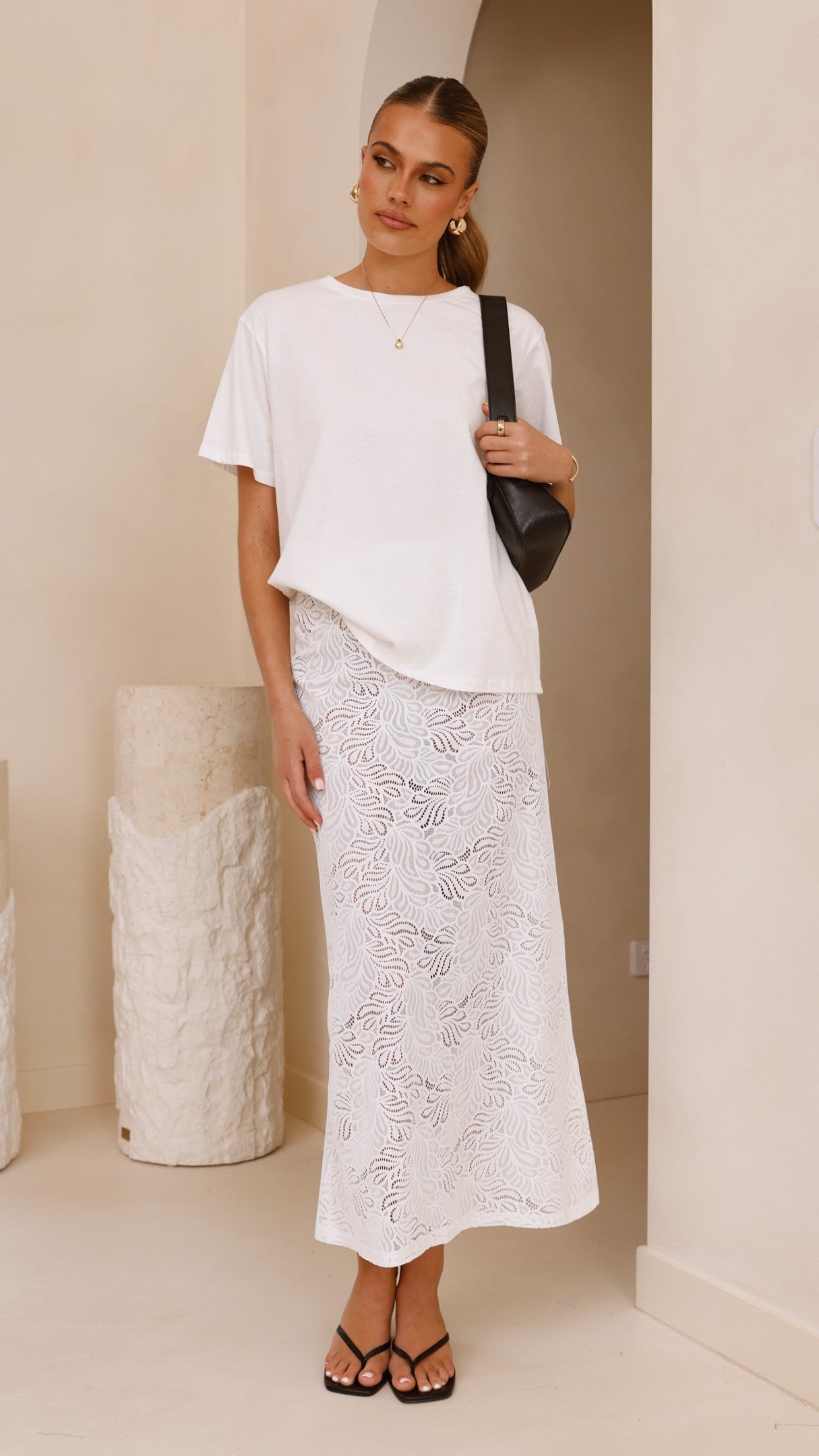 Elegant White Louisa Lace Maxi Skirt for Women - Boho Summer Beach Dress, Perfect for Weddings, Parties & Vacation Outfits