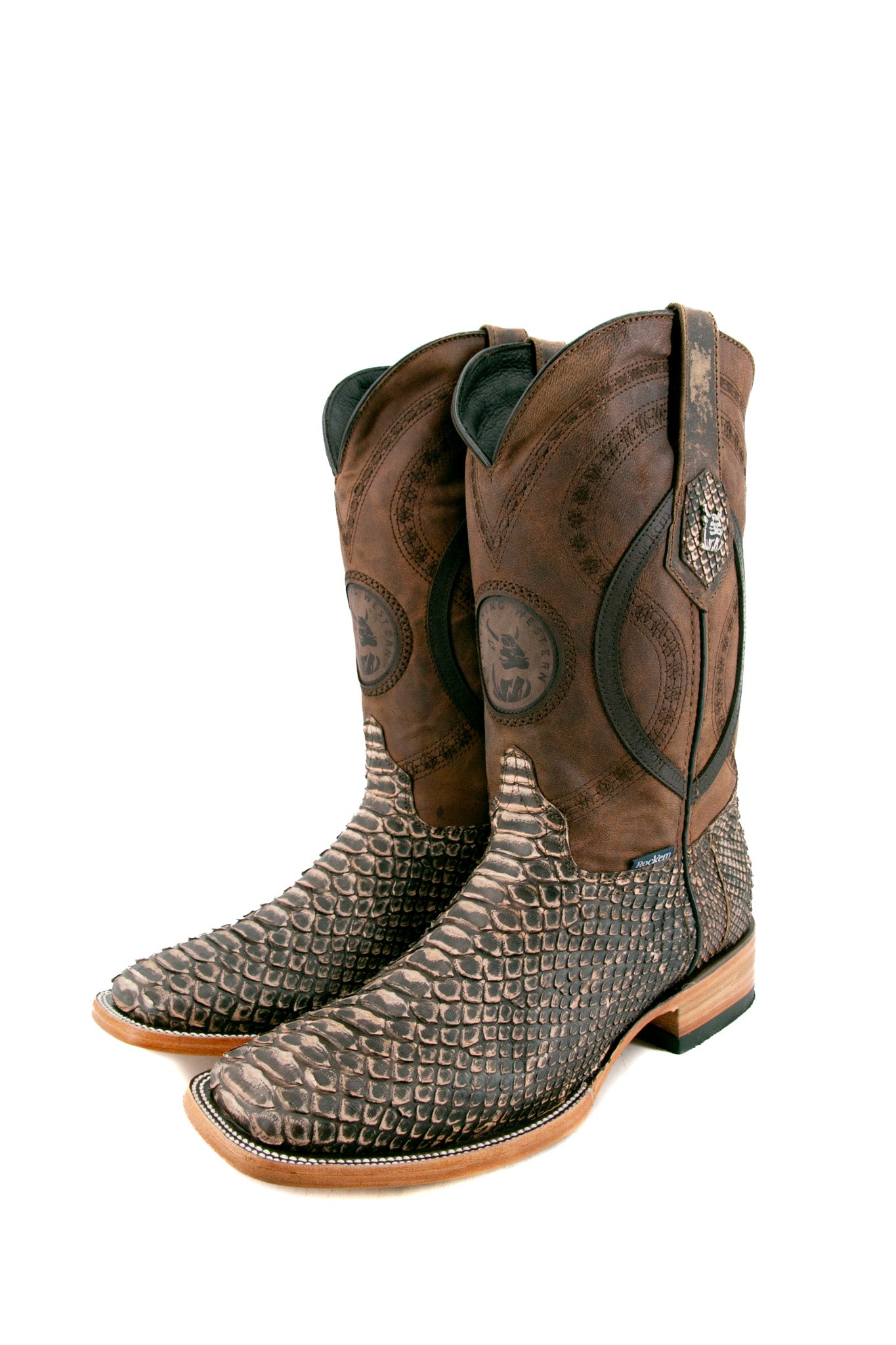 Exotic Python Square Toe Cowboy Boots for Men & Women - Western Style Fashion Boots for Rodeo, Country Music Festivals & Night Out