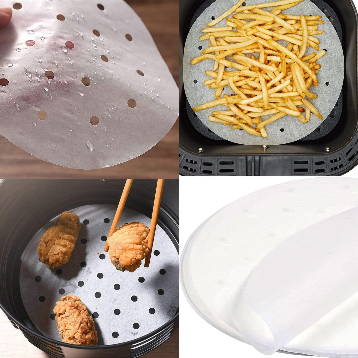 Anchara Air Fryer Parchment Paper - 50 Pack Round Non-Stick Baking Sheets for All Air Fryer Models | Perfect for Roasting, Baking & Frying | BPA-Free & Heat-Resistant