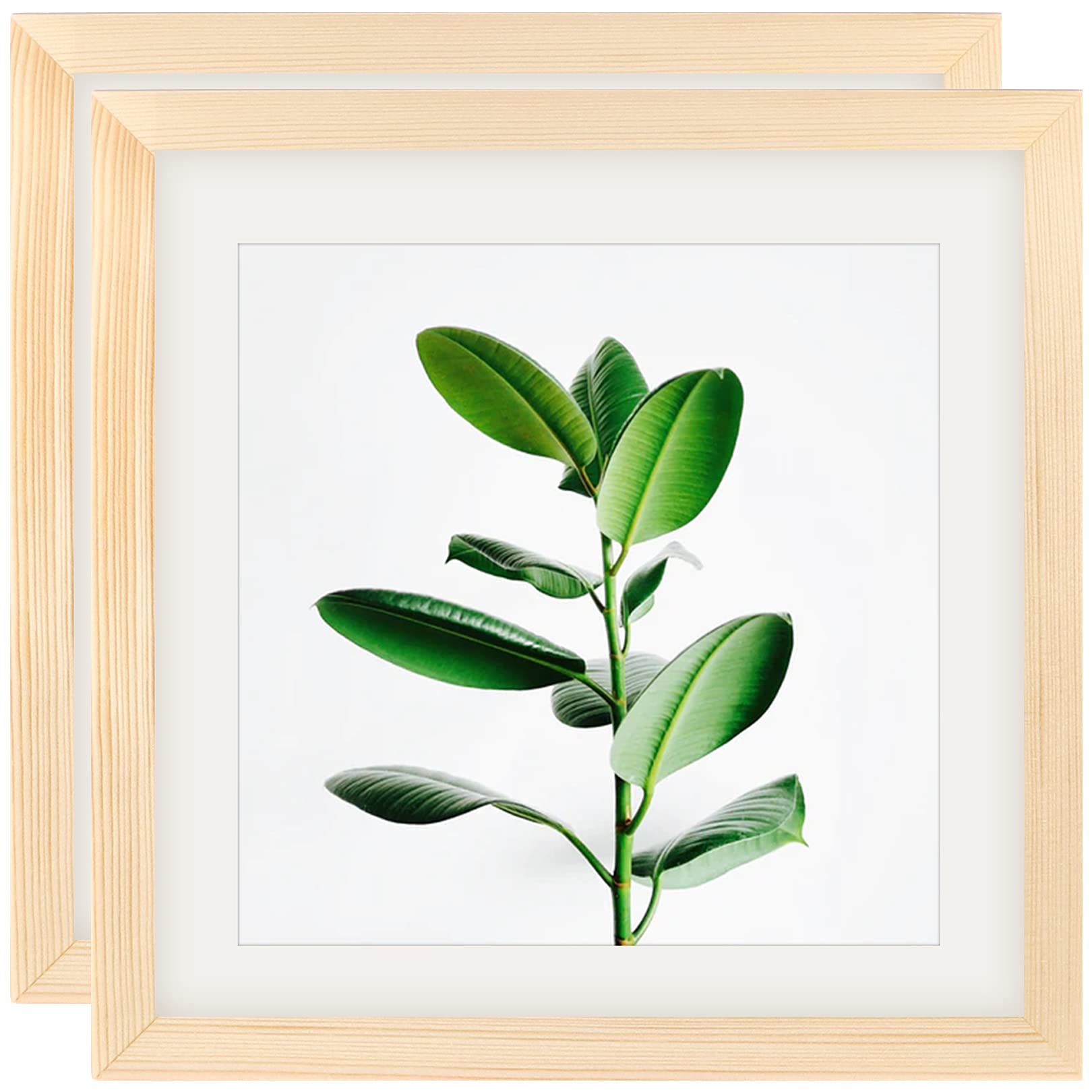 10x10 Inch Solid Wood Picture Frames - Natural Grain Wall & Tabletop Display (2 Pack) - Perfect for Home Decor, Office Photos, and Gift Giving